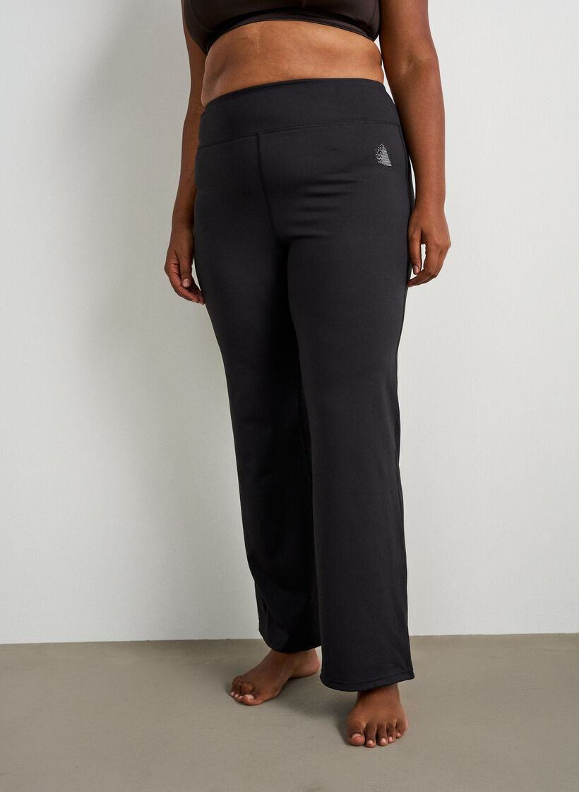 Bootcut-Trainingstights mit hoher Taille, Schwarz, Model image number 2