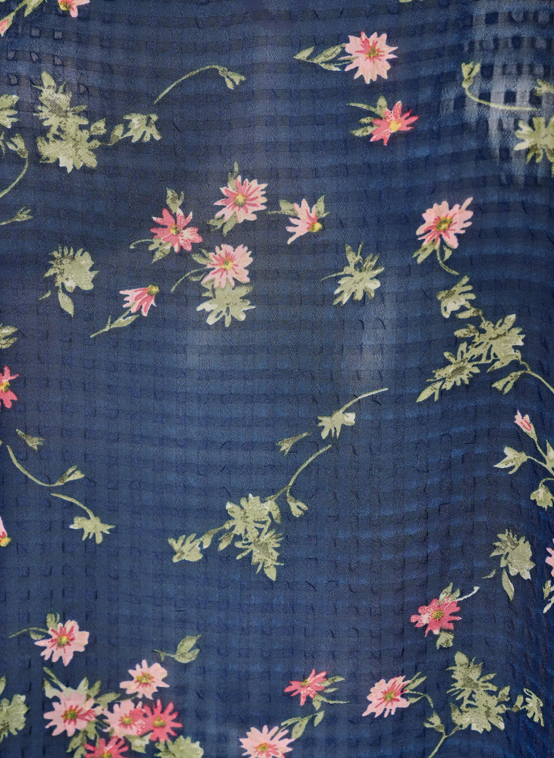 ZizziBlouse &agrave; imprim&eacute; floral et col V, Bleu, Packshot image number 2