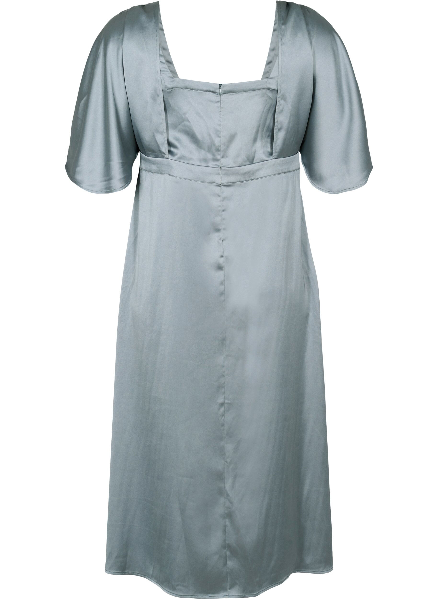 Zizzi Maxikleid mit Wickeloptik und kurzen &Auml;rmeln, Silver Blue, Packshot image number 1