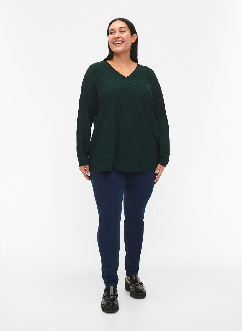 FLASH - Jeggings avec large ceinture élastique, Bleu, Model image number 0