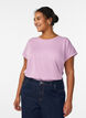 T-shirt &agrave; manches courtes en coton m&eacute;lang&eacute;, Mauve, Model image number 0