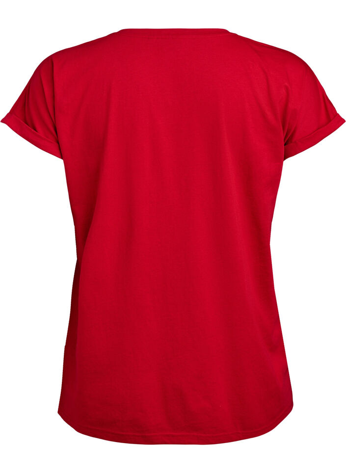 T-shirt &agrave; manches courtes en m&eacute;lange de coton, Rouge, Packshot image number 1
