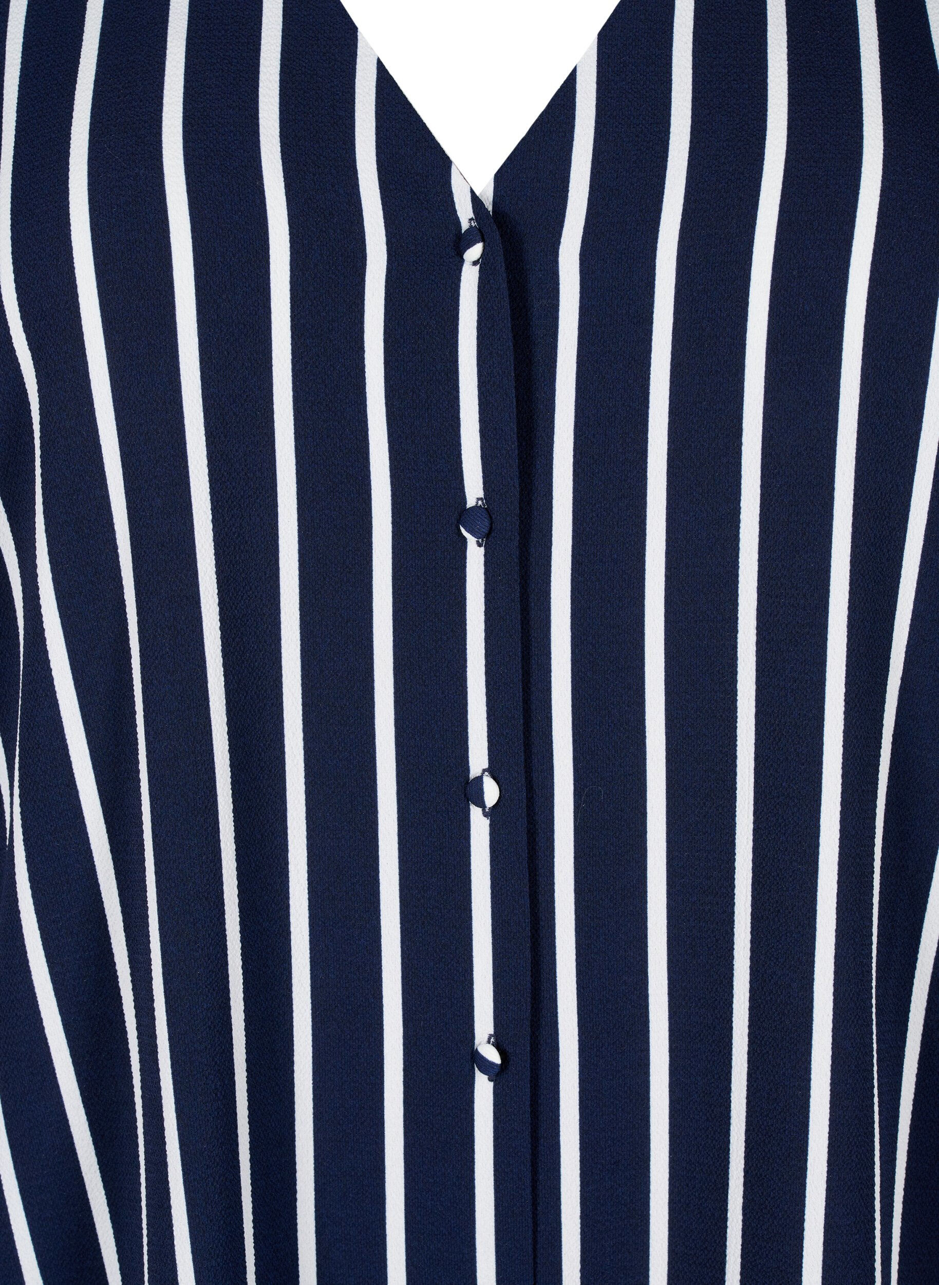 Zizzi Blouse avec col en V et imprim&eacute;, Maritime Blue Stripe, Packshot image number 2