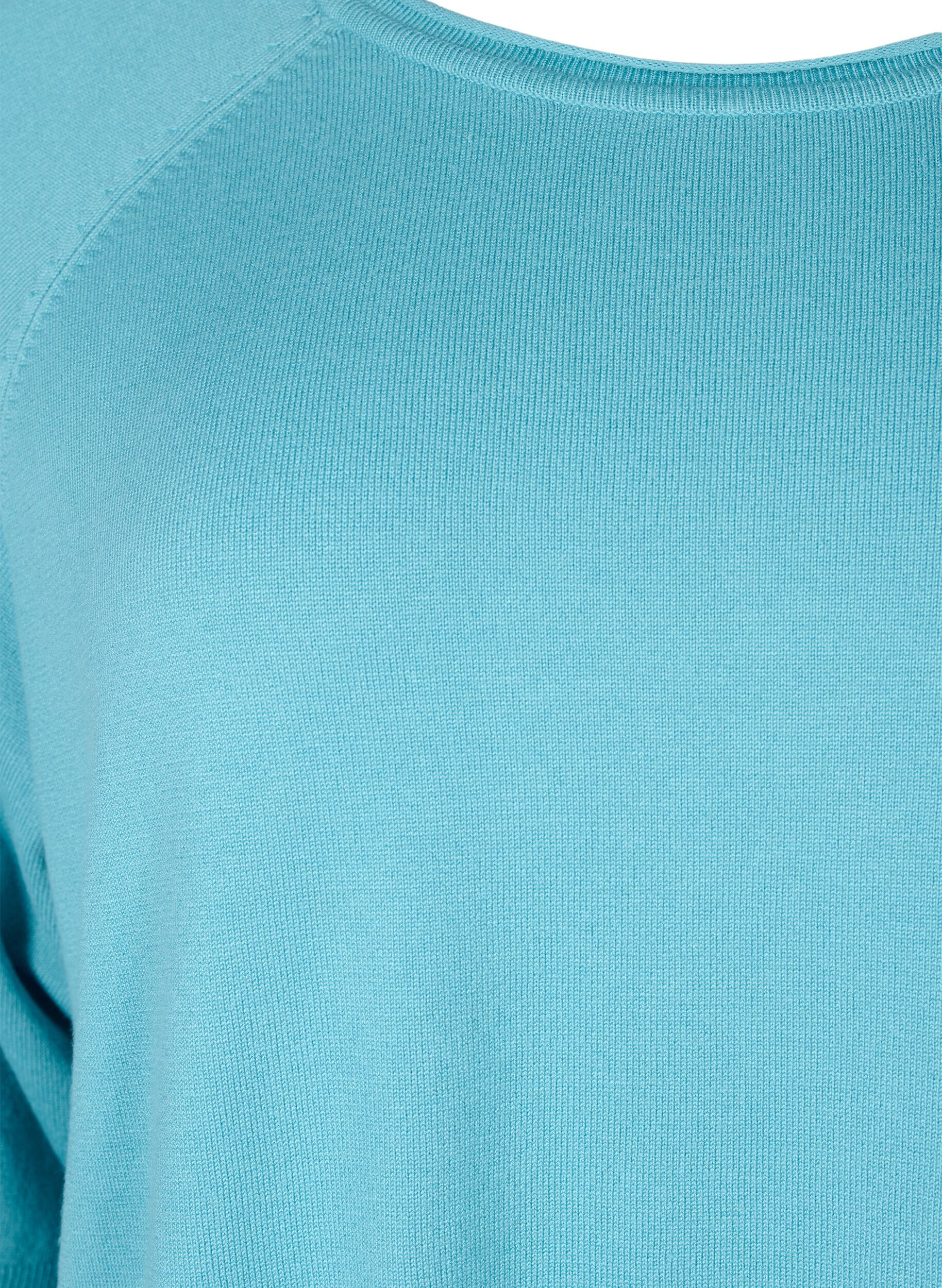 Zizzi Chemisier tricot en viscose avec manches 3/4, Reef Waters, Packshot image number 2