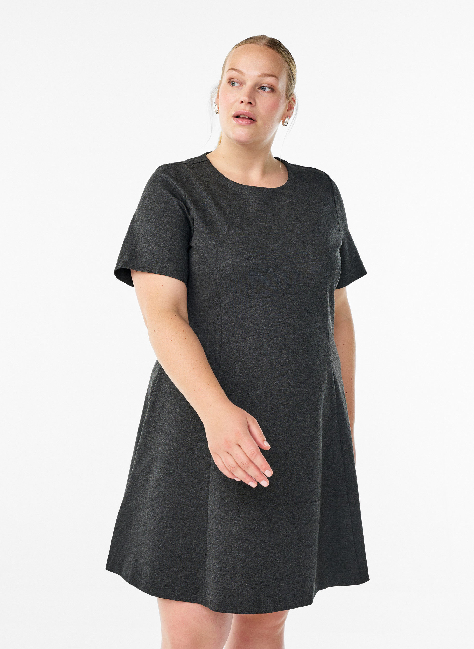 ZizziRobe courte &eacute;vas&eacute;e en jersey, Gris anthracite, Model image number 0