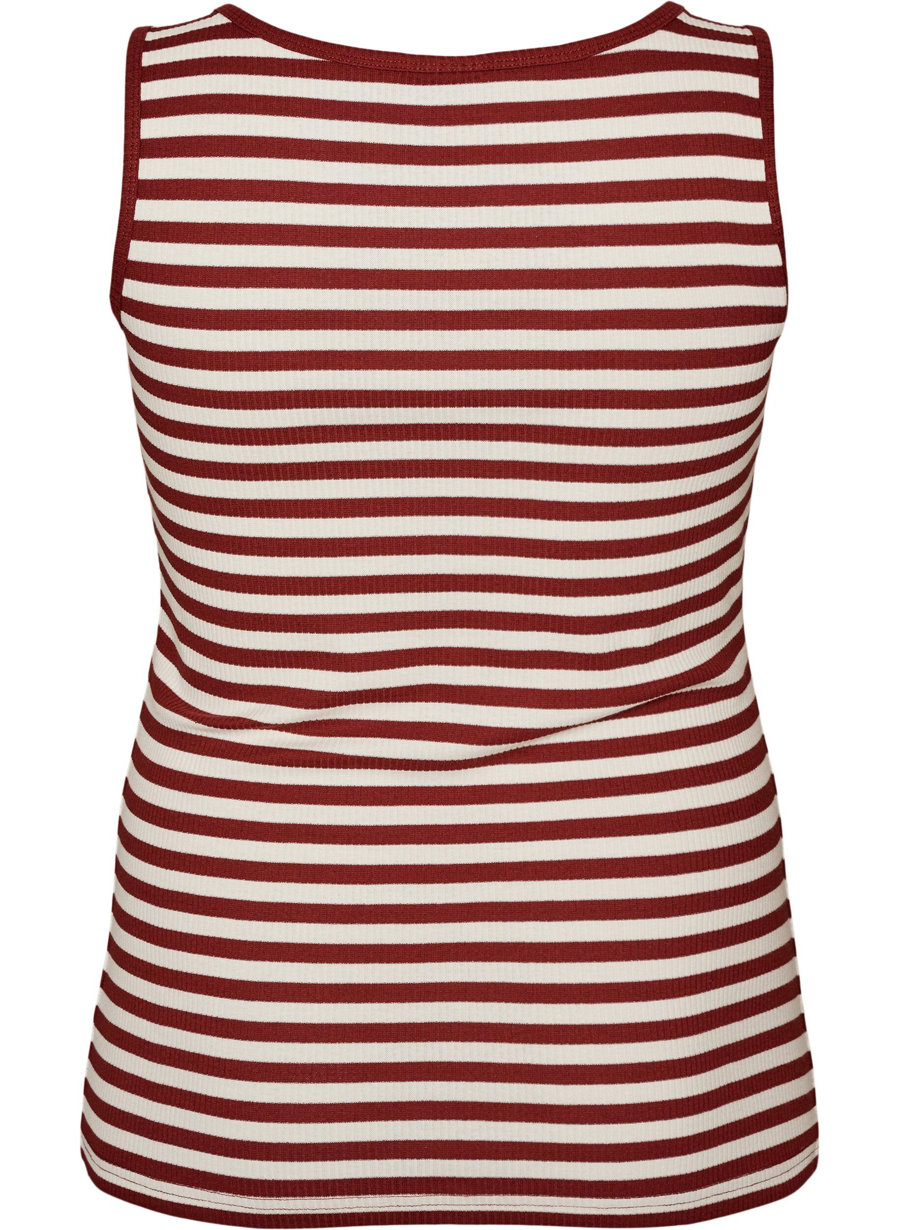 ZizziGestreiftes Tanktop mit Rippenstruktur, Rot, Packshot image number 1