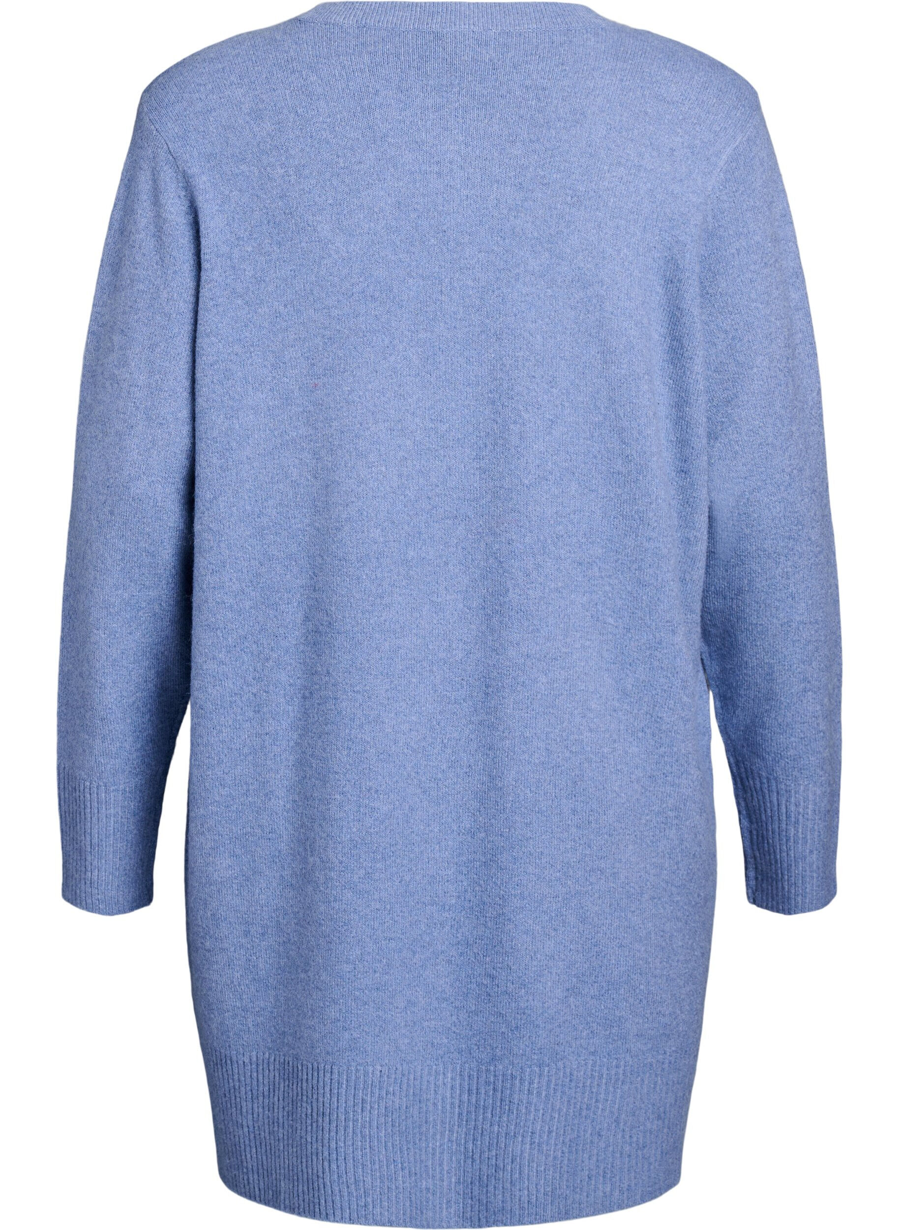 ZizziStrickjacke mit Rippenstrick und Taschen, Blau, Packshot image number 1