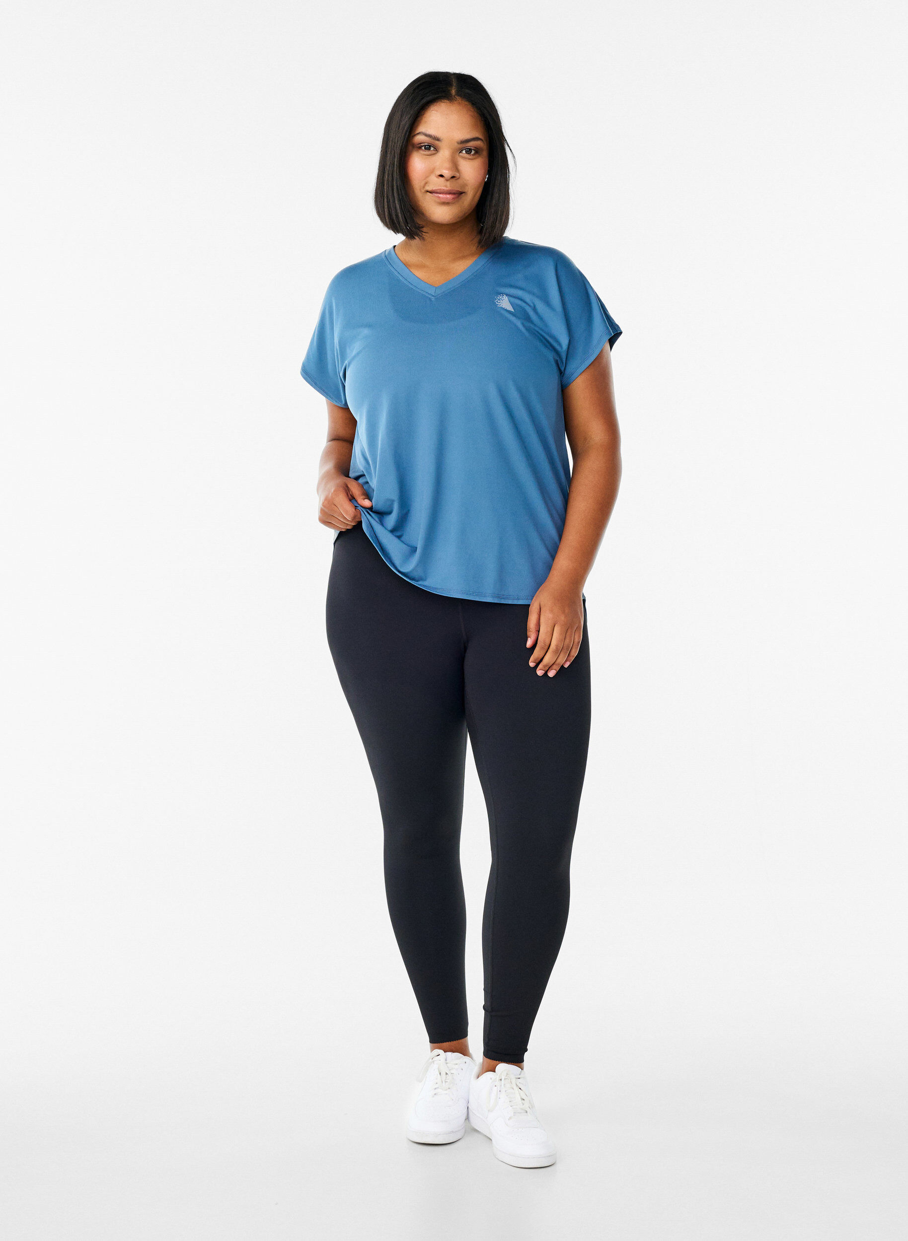 ZizziT-shirt de sport &agrave; manches courtes et col en V, Bleu p&eacute;trole, Model image number 1