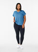 T-shirt de sport &agrave; manches courtes et col en V, Bleu p&eacute;trole, Model image number 1