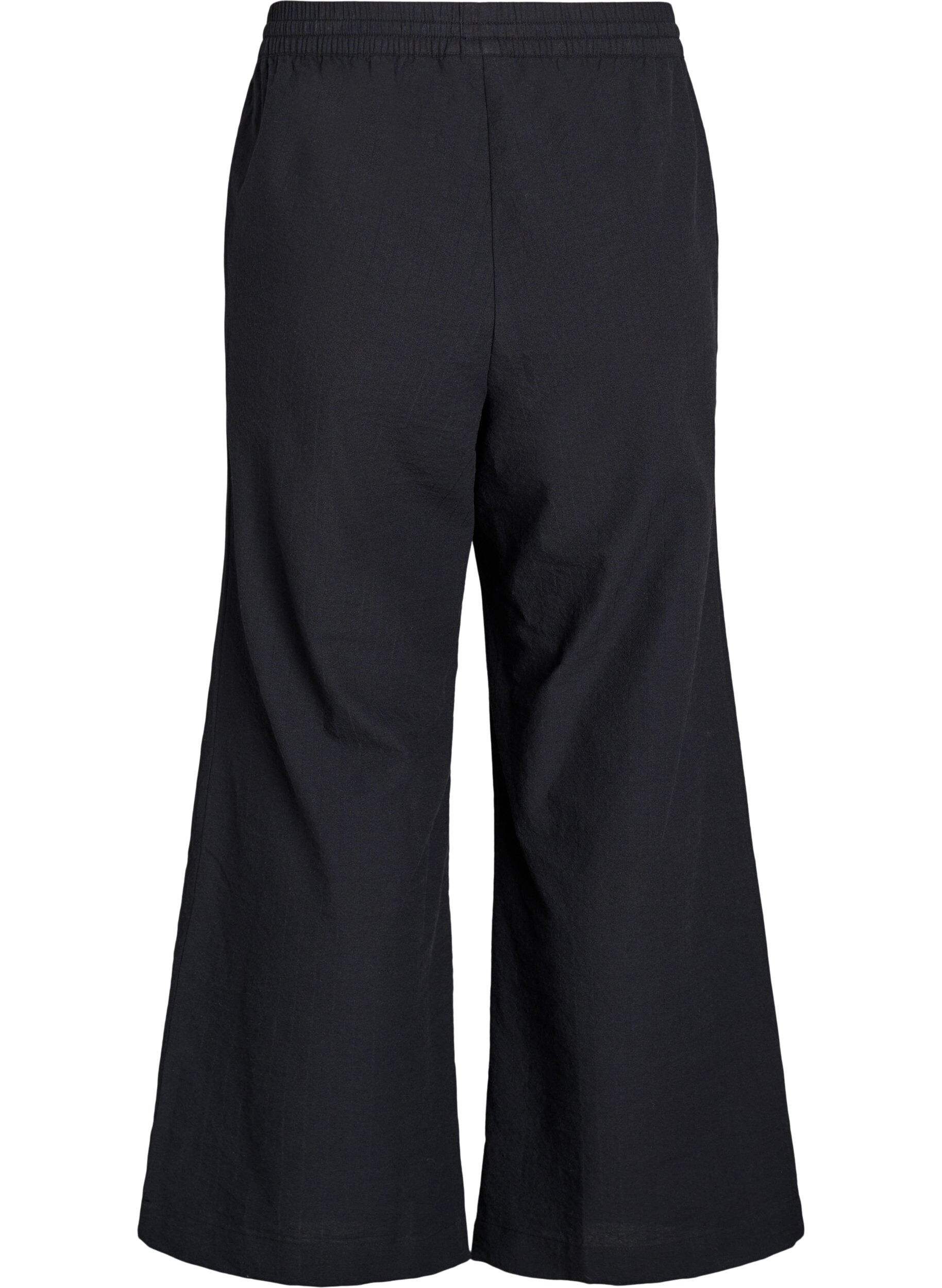 Zizzi Pantalon ample avec taille haute et poches, Noir, Packshot image number 1