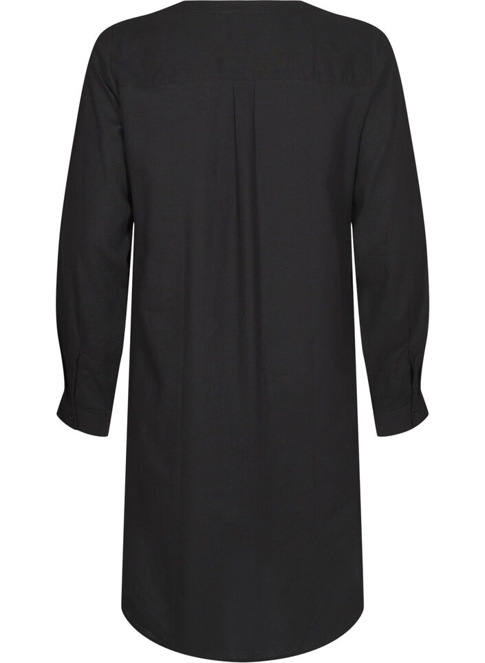 Lange Bluse aus Leinen und Viskose, Schwarz, Packshot image number 1
