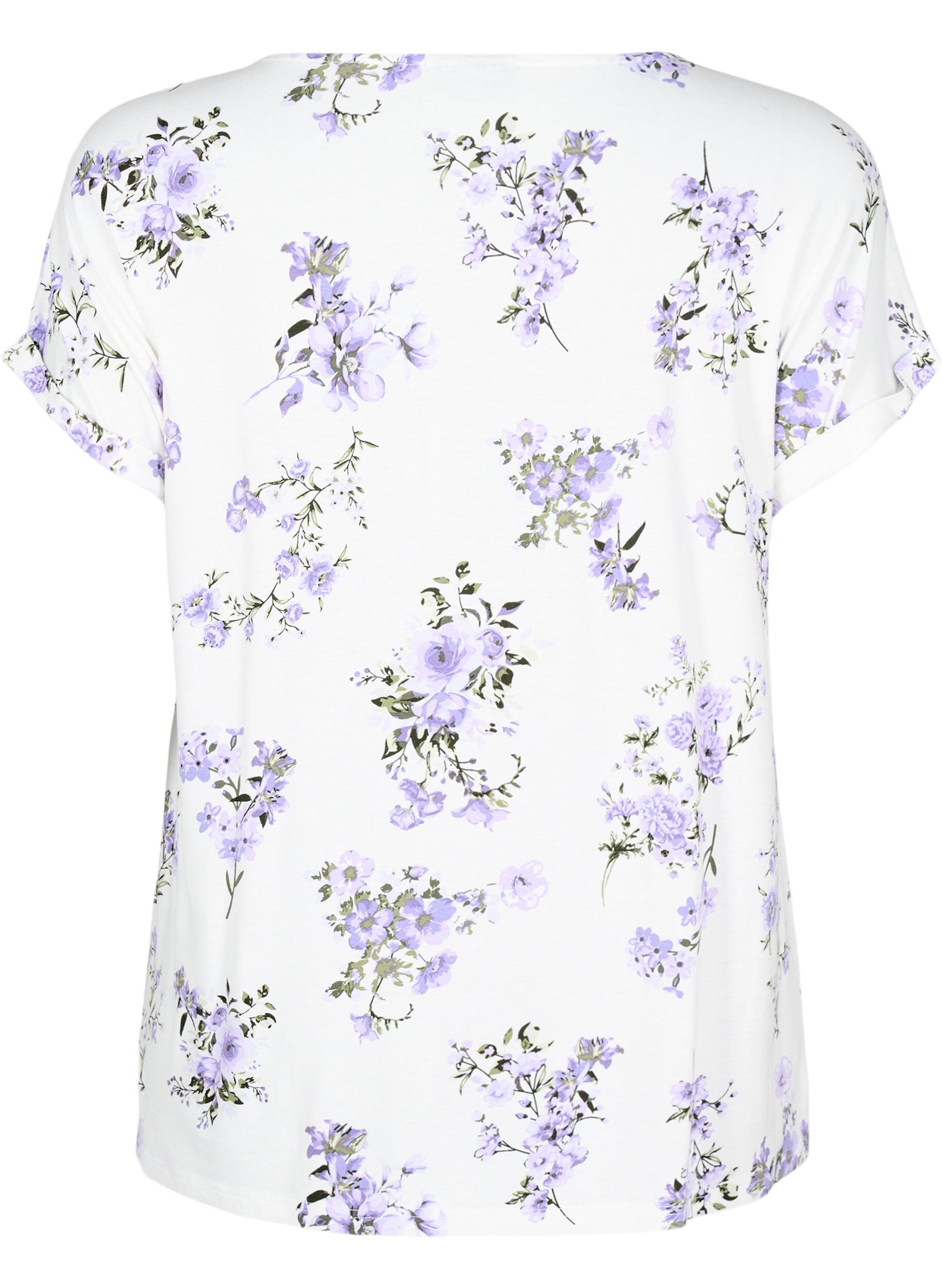 Zizzi T-Shirt mit floralem Print, Lila, Packshot image number 1