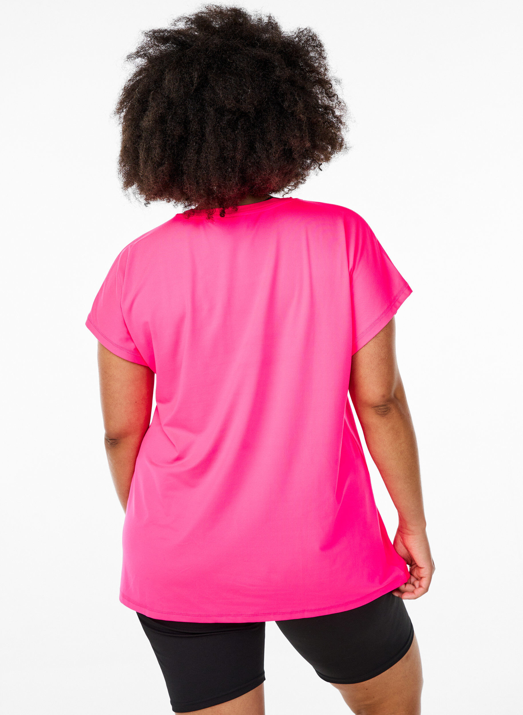 Zizzi Einfarbiges Trainings-T-Shirt, Pink, Model image number 2