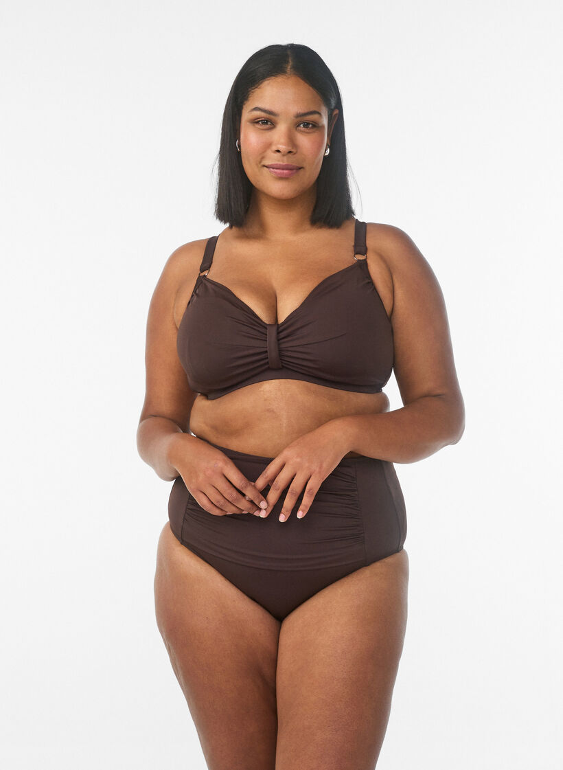 Bikini-BH mit B&uuml;gel und Drapierung, Braun, Model image number 1