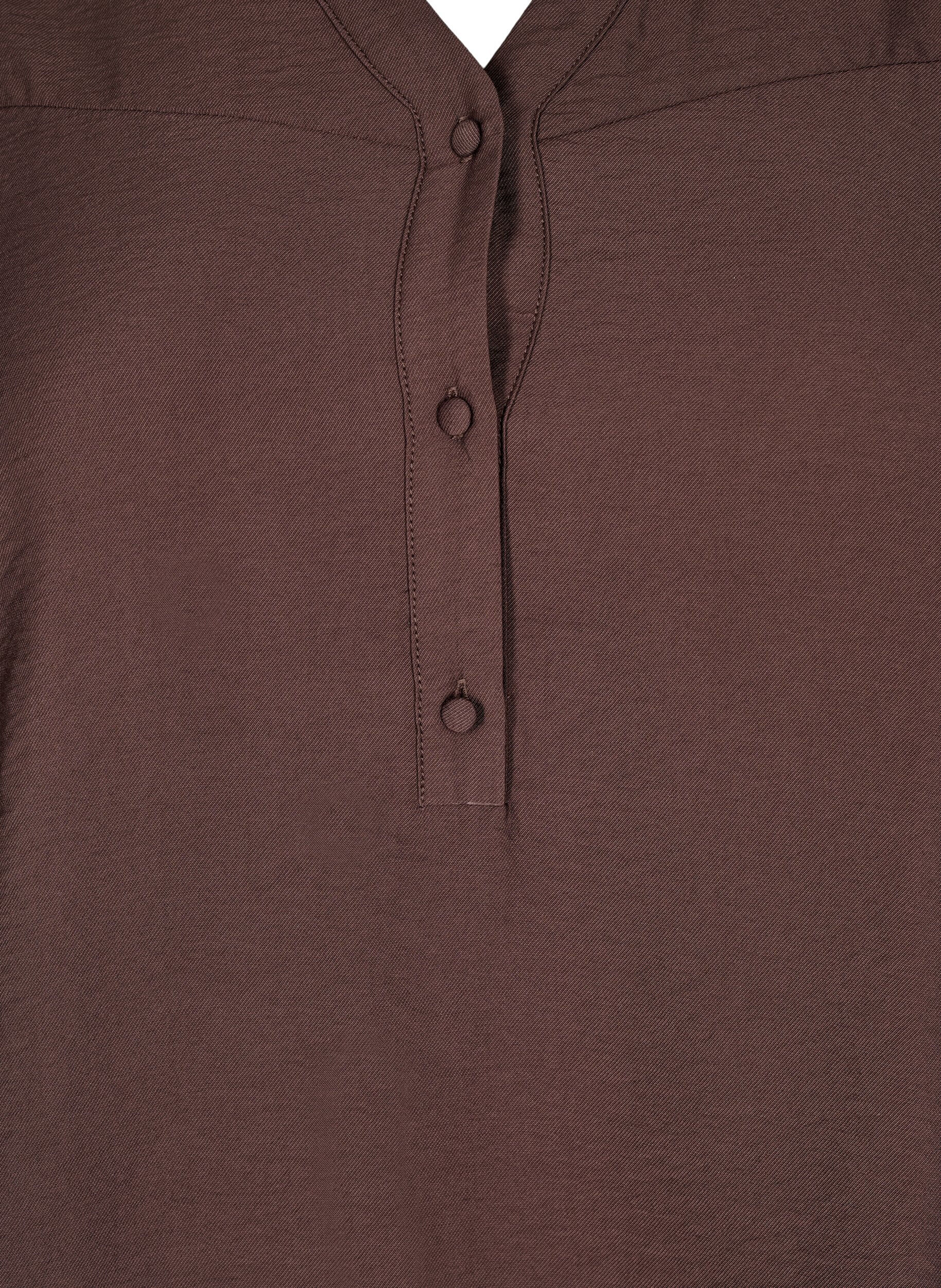 Zizzi Bluse mit R&uuml;schenkragen, Braun, Packshot image number 2