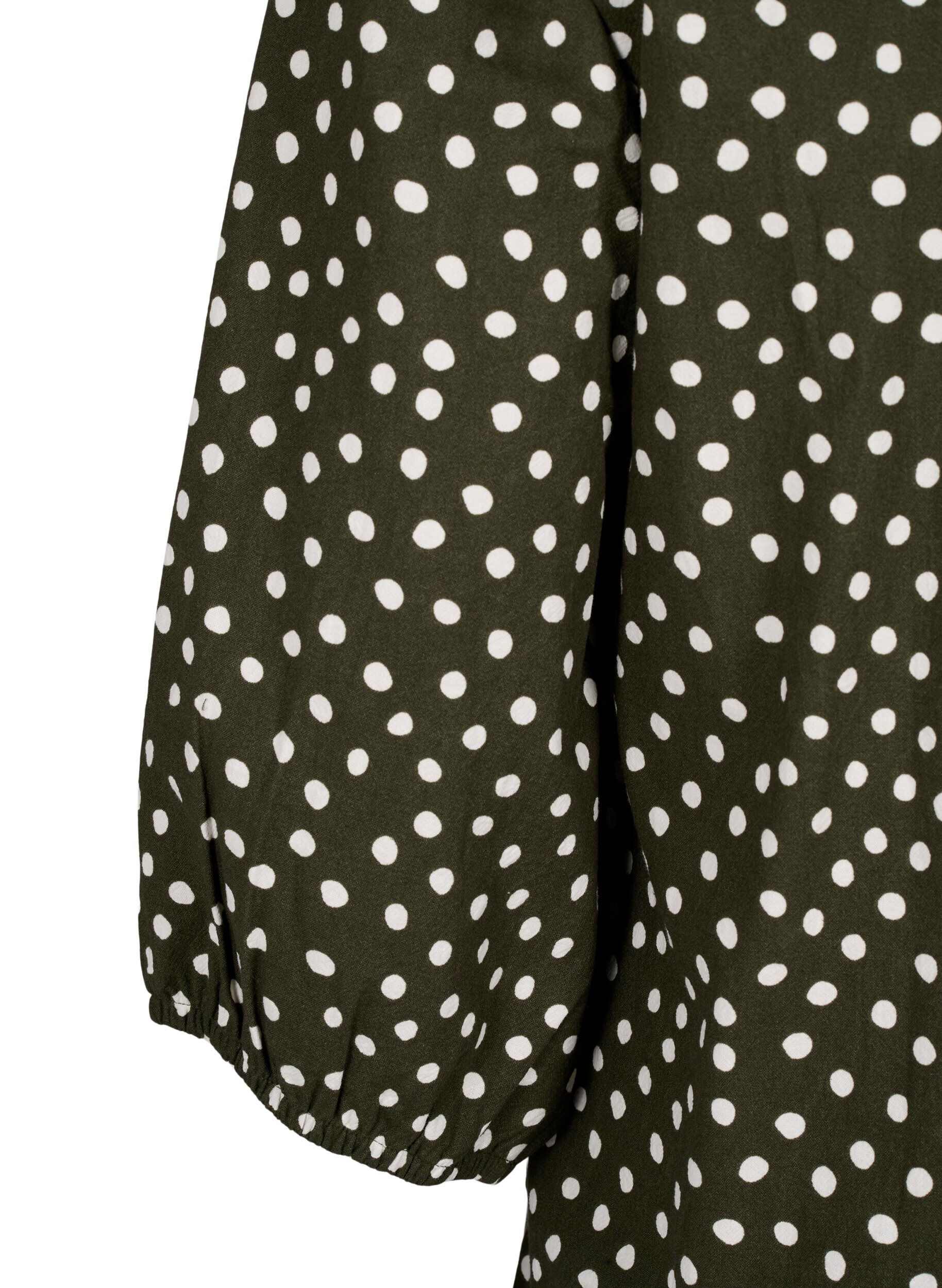 Zizzi  Baumwollbluse mit 3/4-&Auml;rmeln und Punkten, Forest Night Dot, Packshot image number 3
