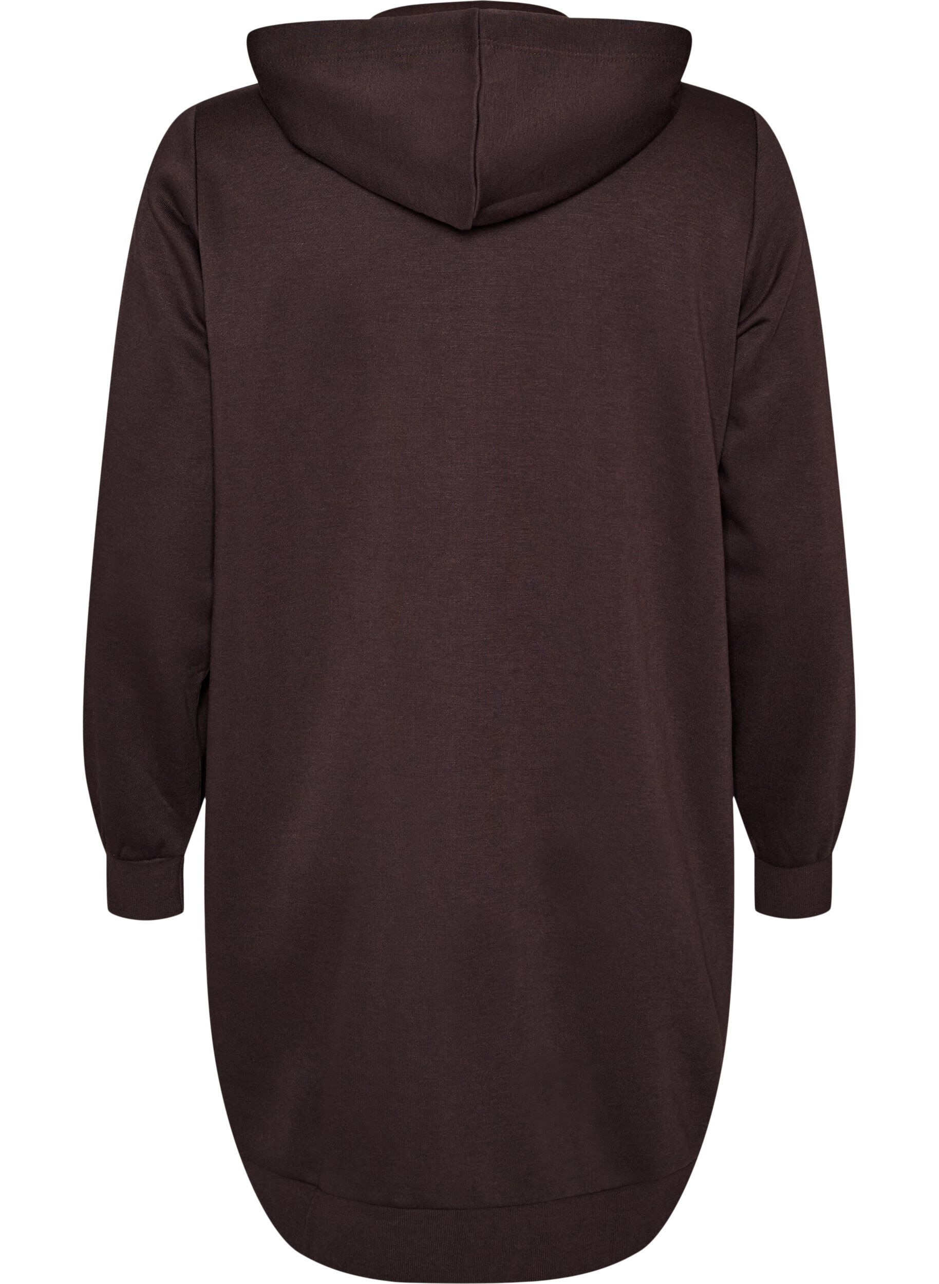 ZizziLanger Hoodie mit Rei&szlig;verschluss und Taschen, Braun, Packshot image number 1
