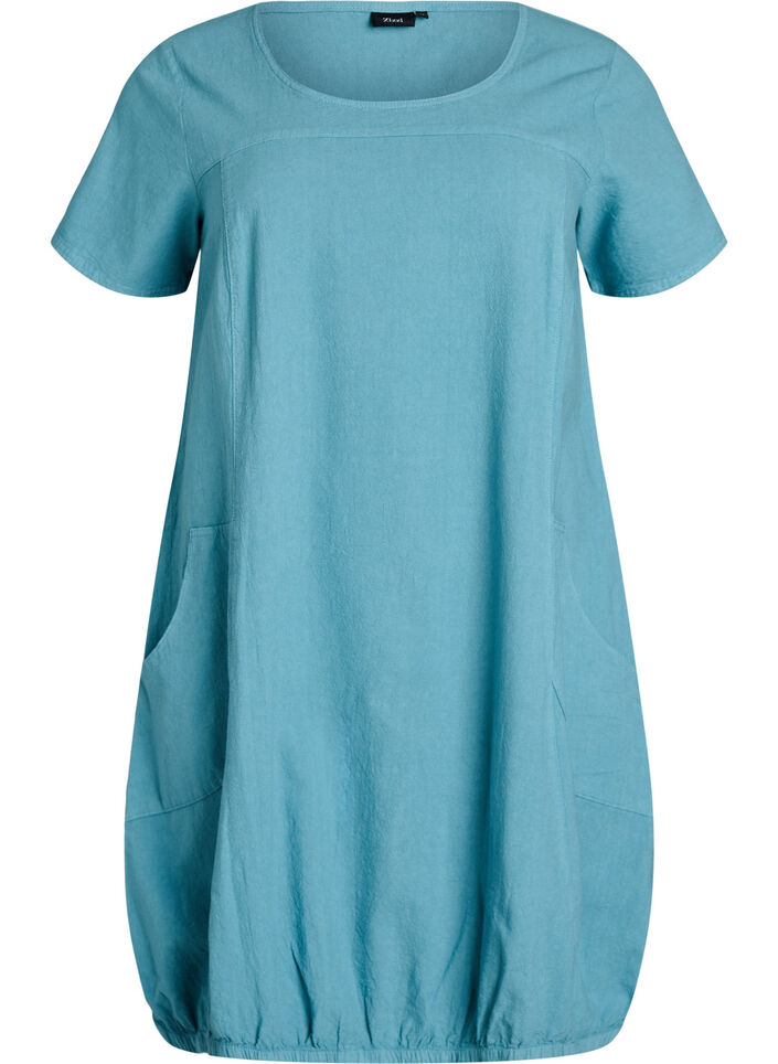 Robe en coton &agrave; manches courtes, Bleu Clair, Packshot image number 0