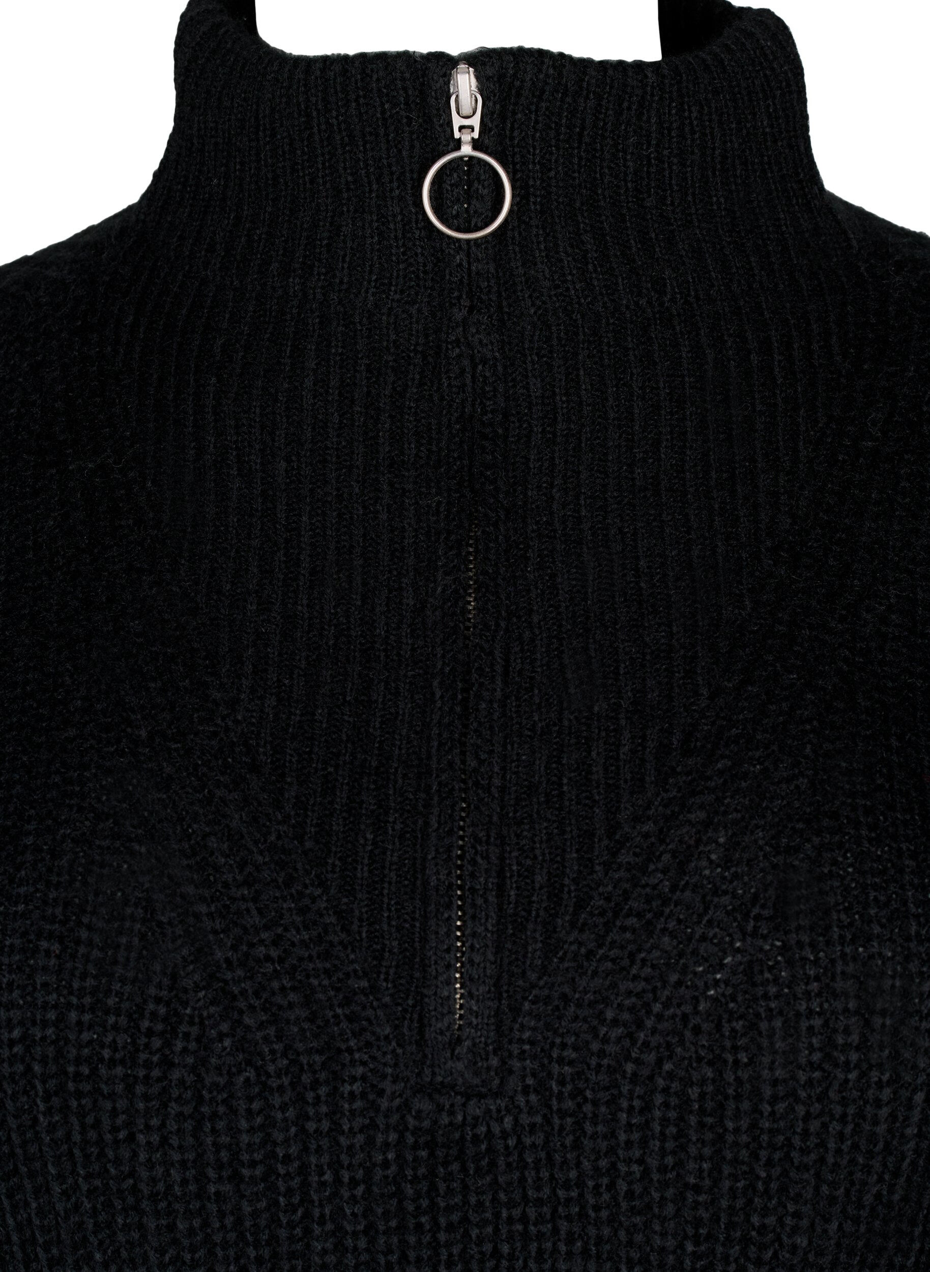 Zizzi Flash - Strickkleid mit hohem Kragen, Black, Packshot image number 2