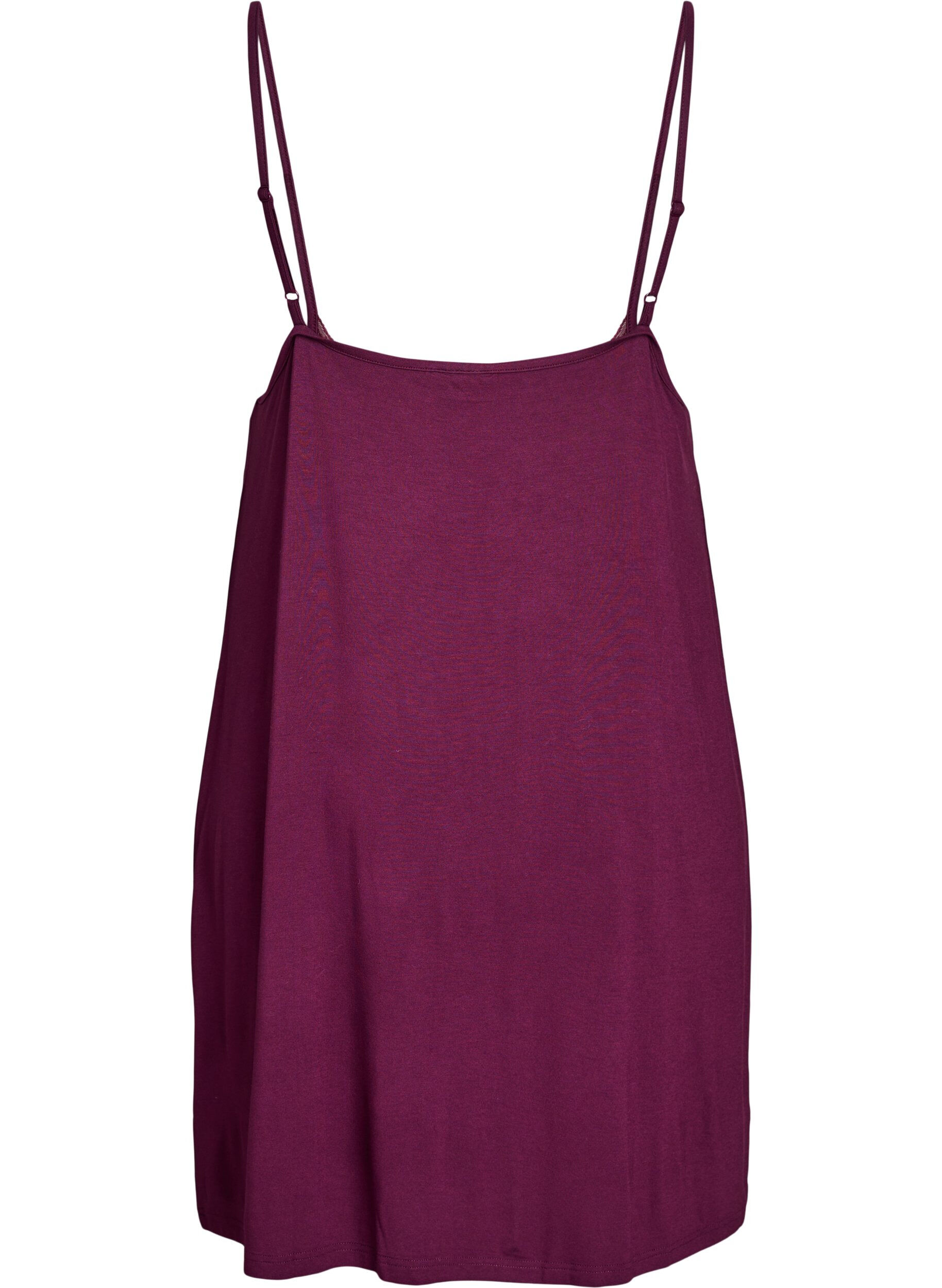 Zizzi Nachthemd aus Viskose mit Spitzenbesatz, Dunkles Bordeaux, Packshot image number 1