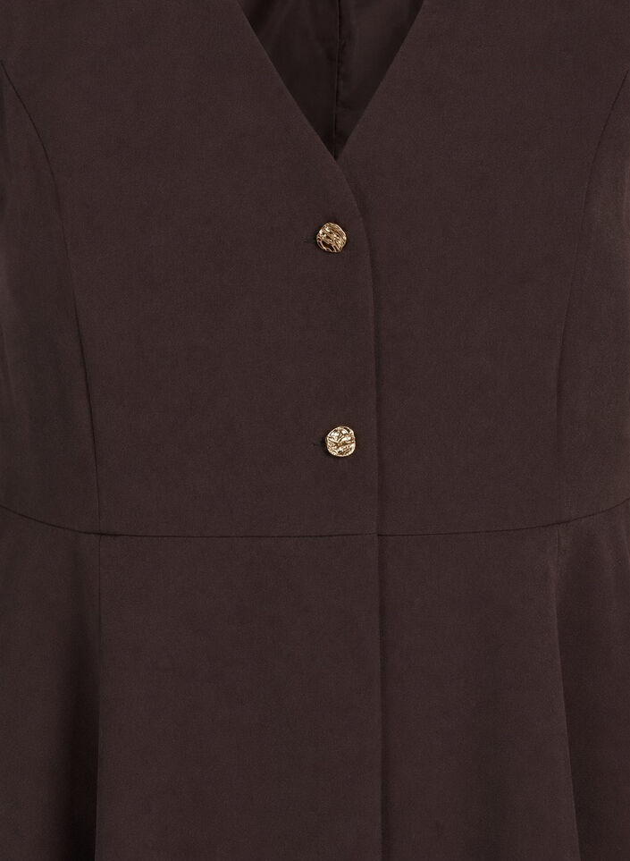 Gilet &agrave; fines rayures avec basque, Marron, Packshot image number 2