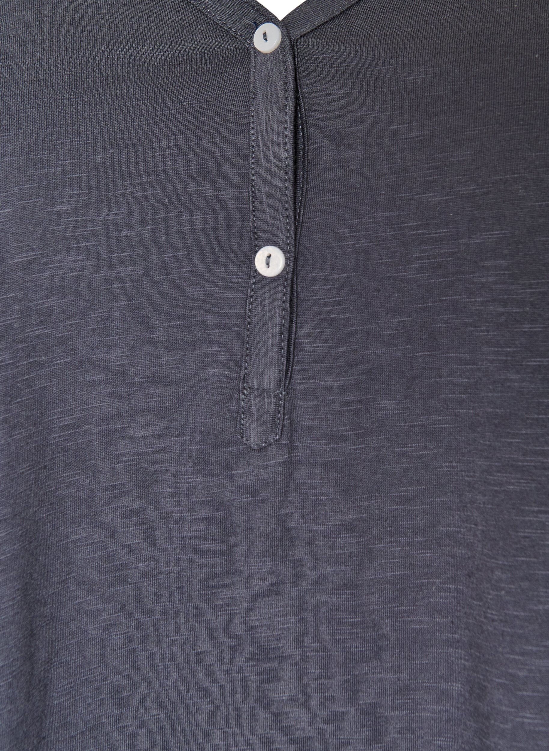 ZizziT-shirt &agrave; manches longues avec col V et boutons, Gris bleut&eacute;, Packshot image number 2