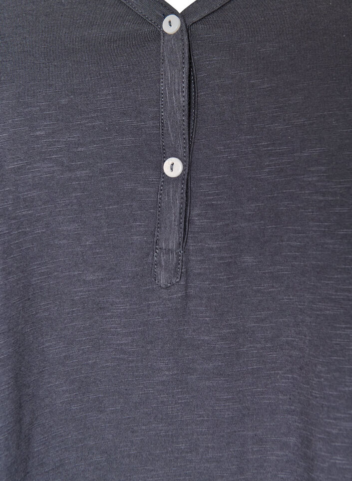 T-shirt &agrave; manches longues avec col V et boutons, Gris bleut&eacute;, Packshot image number 2