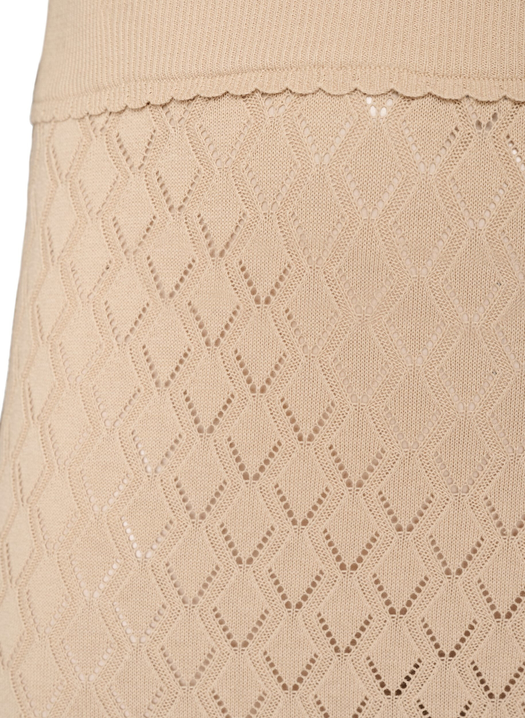 ZizziStrickrock mit Lochstickerei, Beige, Packshot image number 2