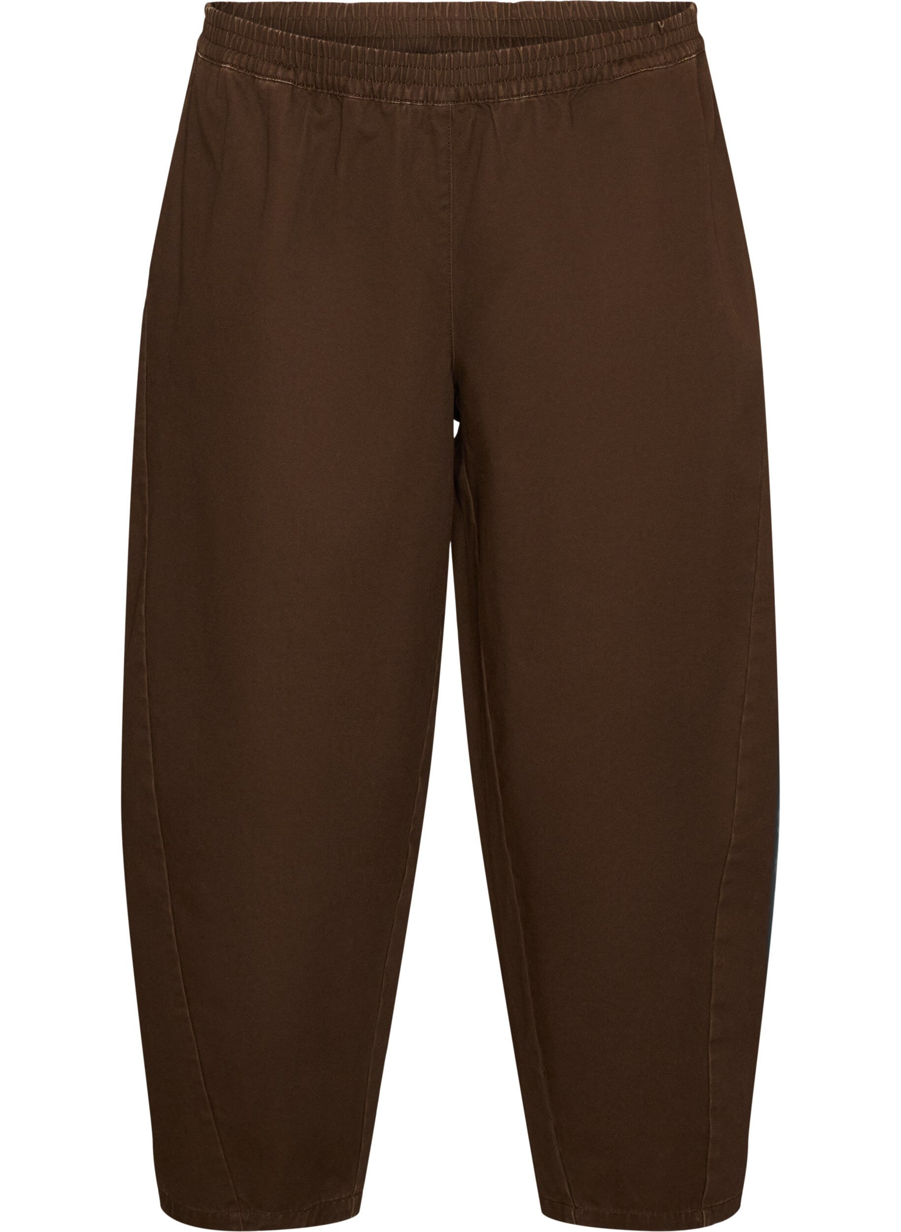 ZizziBarrel-Jeans mit hoher Taille und elastischem Bund, Braun, Packshot image number 0