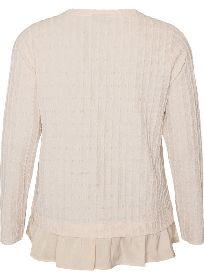 Blouse structur&eacute;e avec ourlet &agrave; volants, Vanille, Packshot image number 1