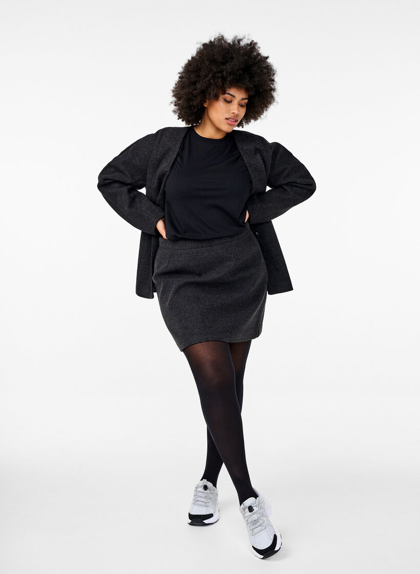 Jupe courte à coupe A, Dark Grey Melange, Model image number 2