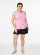 Oberteil mit Aufdruck und Spitzenborte, Pink, Model image number 1