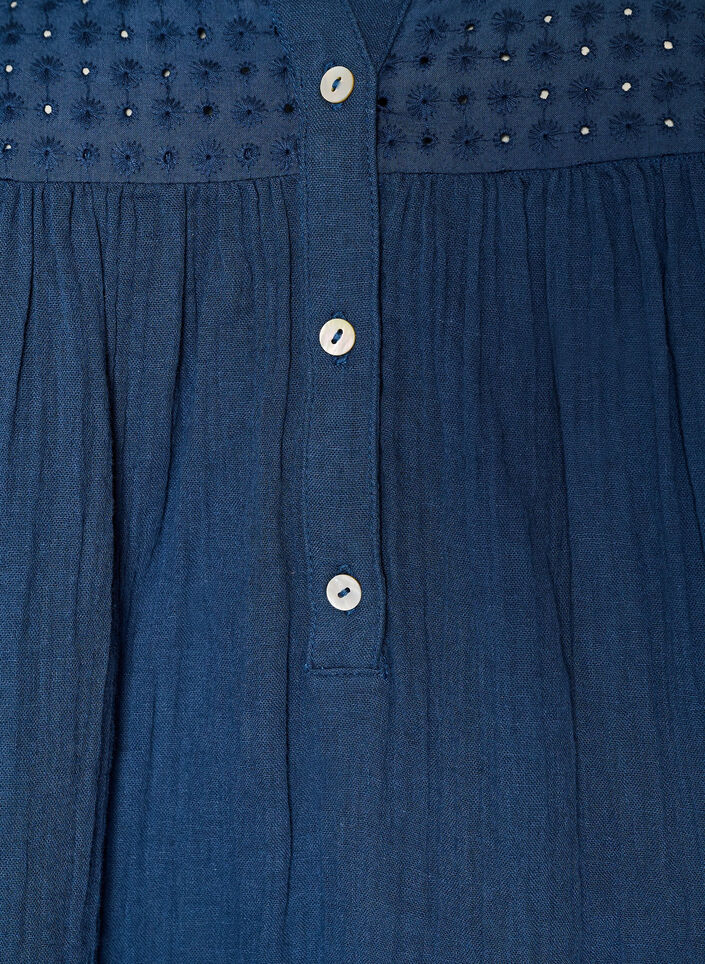 Tunique en mousseline de coton avec broderie anglaise, Bleu, Packshot image number 2
