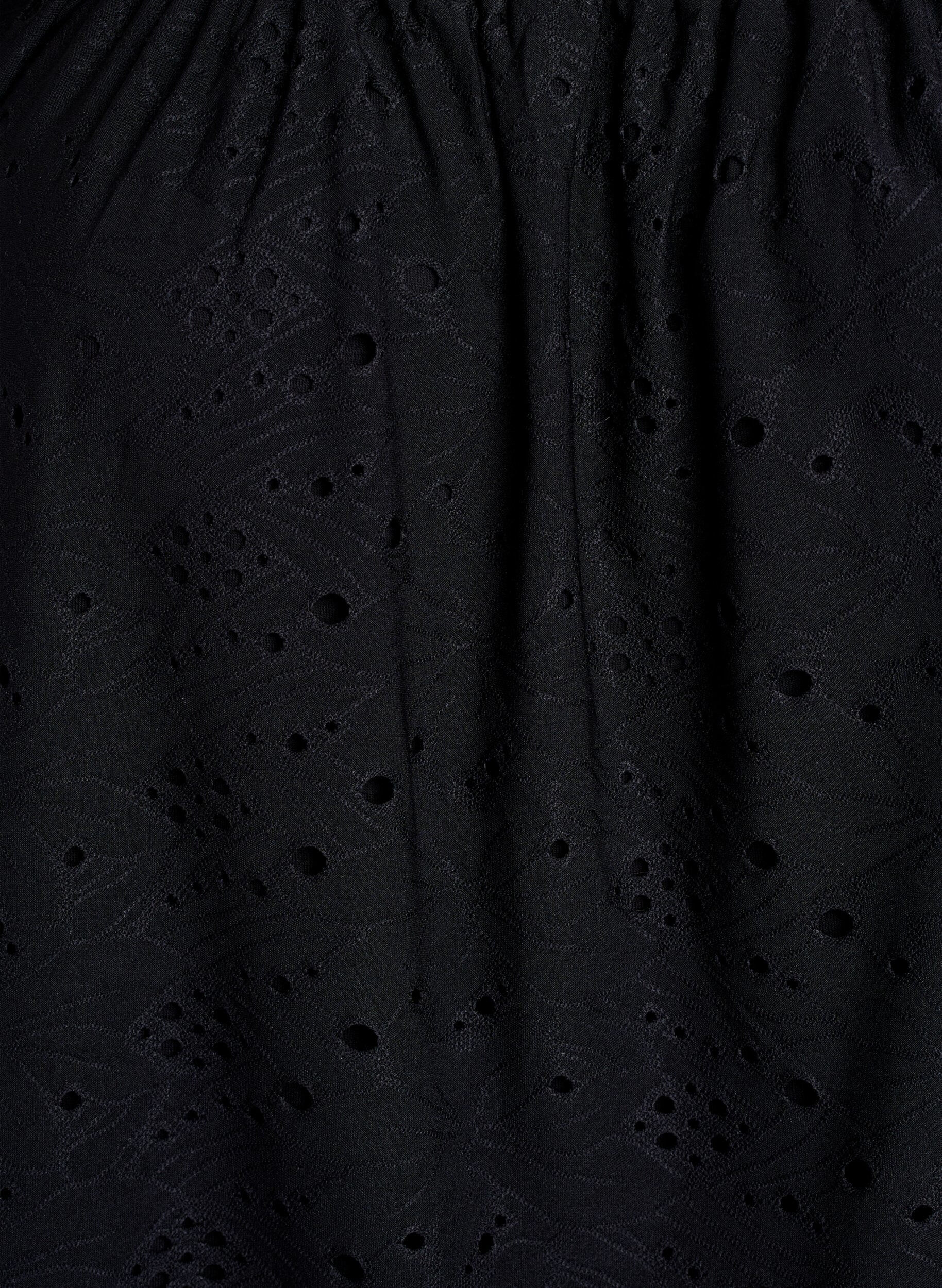 Zizzi Blouse &agrave; manches courtes bouffantes et motif ajour&eacute;, Noir, Packshot image number 2