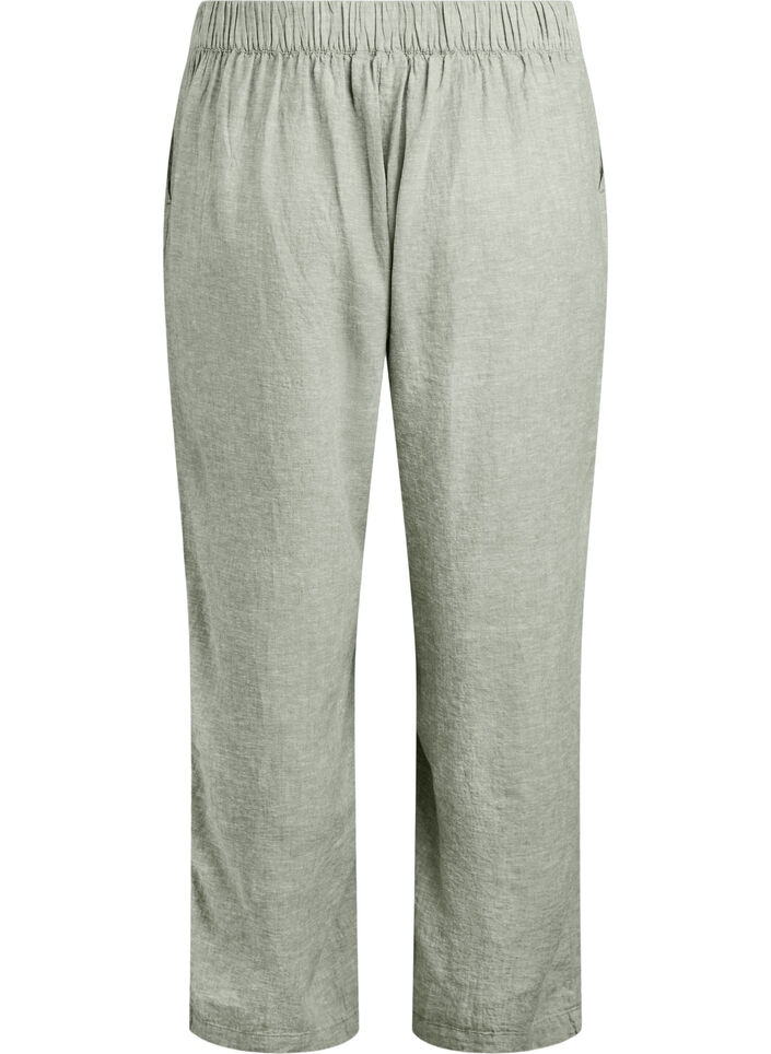 Lockere Hose aus Leinen und Viskose, Grün, Packshot image number 1
