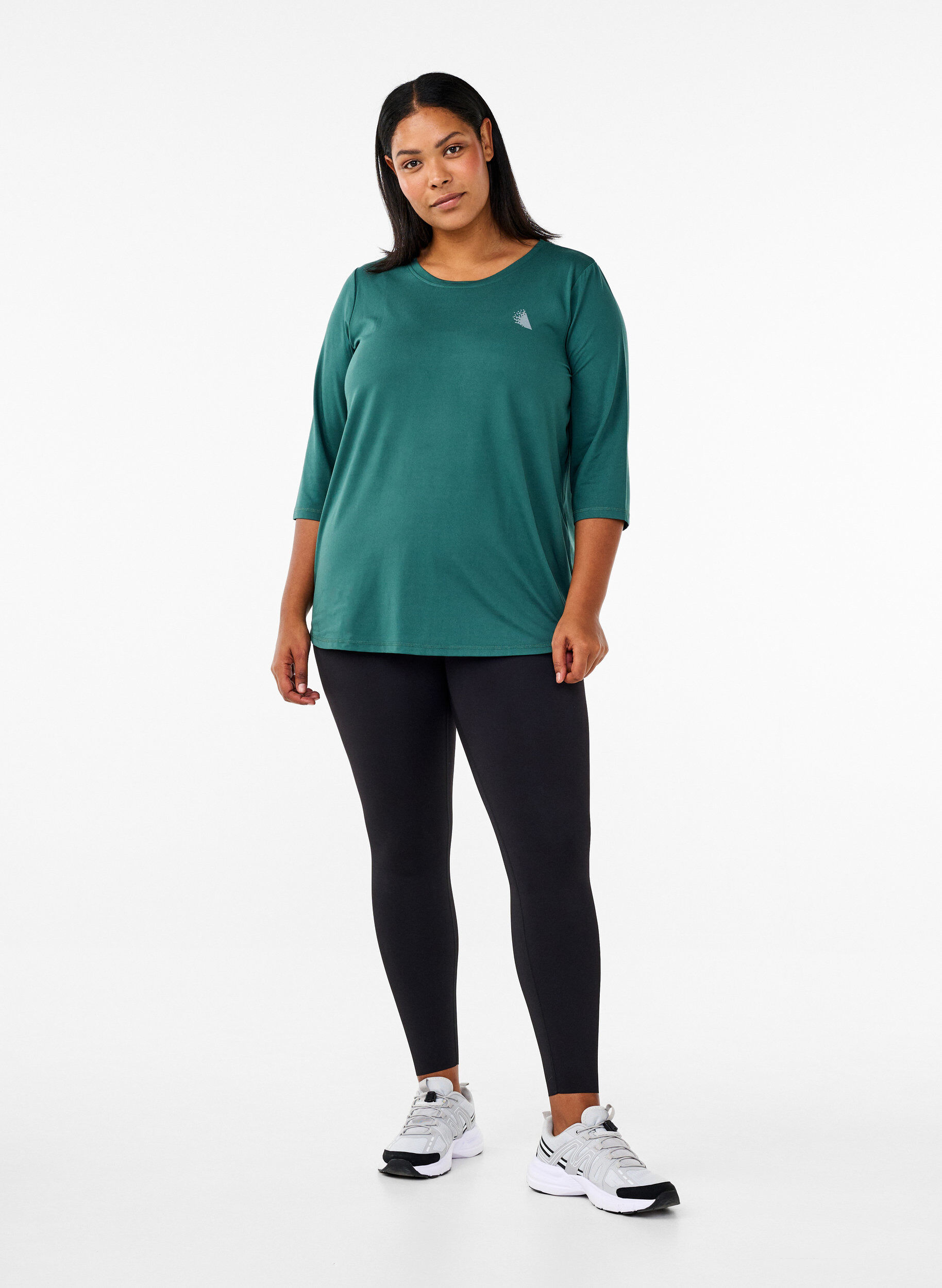 Zizzi Haut de sport avec manches 3/4, Vert fonc&eacute;, Model image number 1