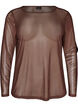 Blouse en maille transparente avec strass, Marron, Packshot image number 0