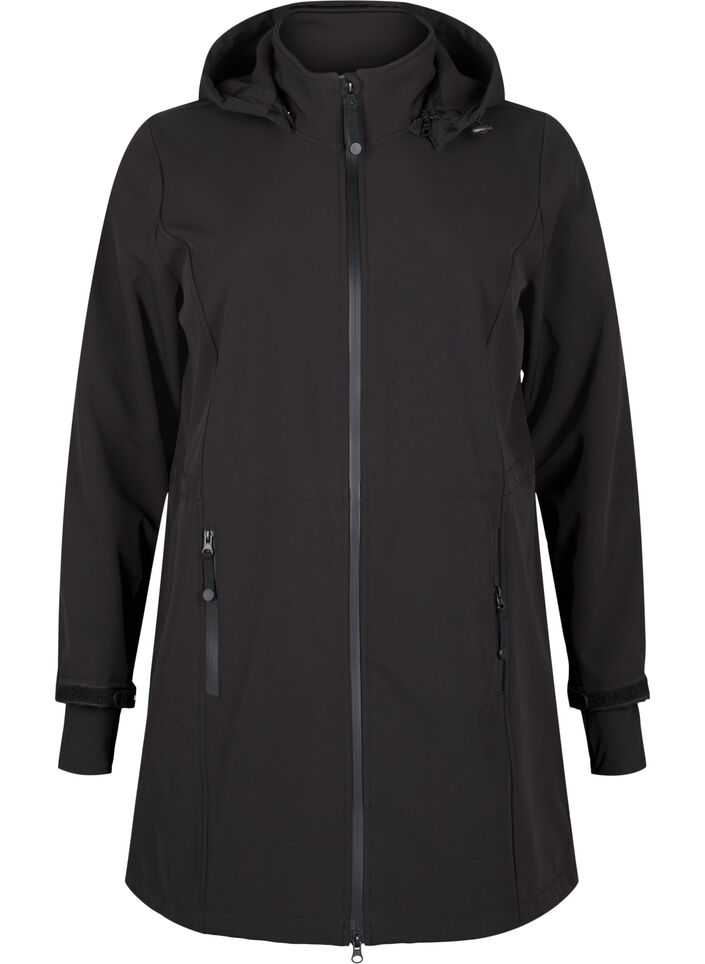 Softshell-Jacke mit abnehmbarer Kapuze, Schwarz, Packshot image number 4