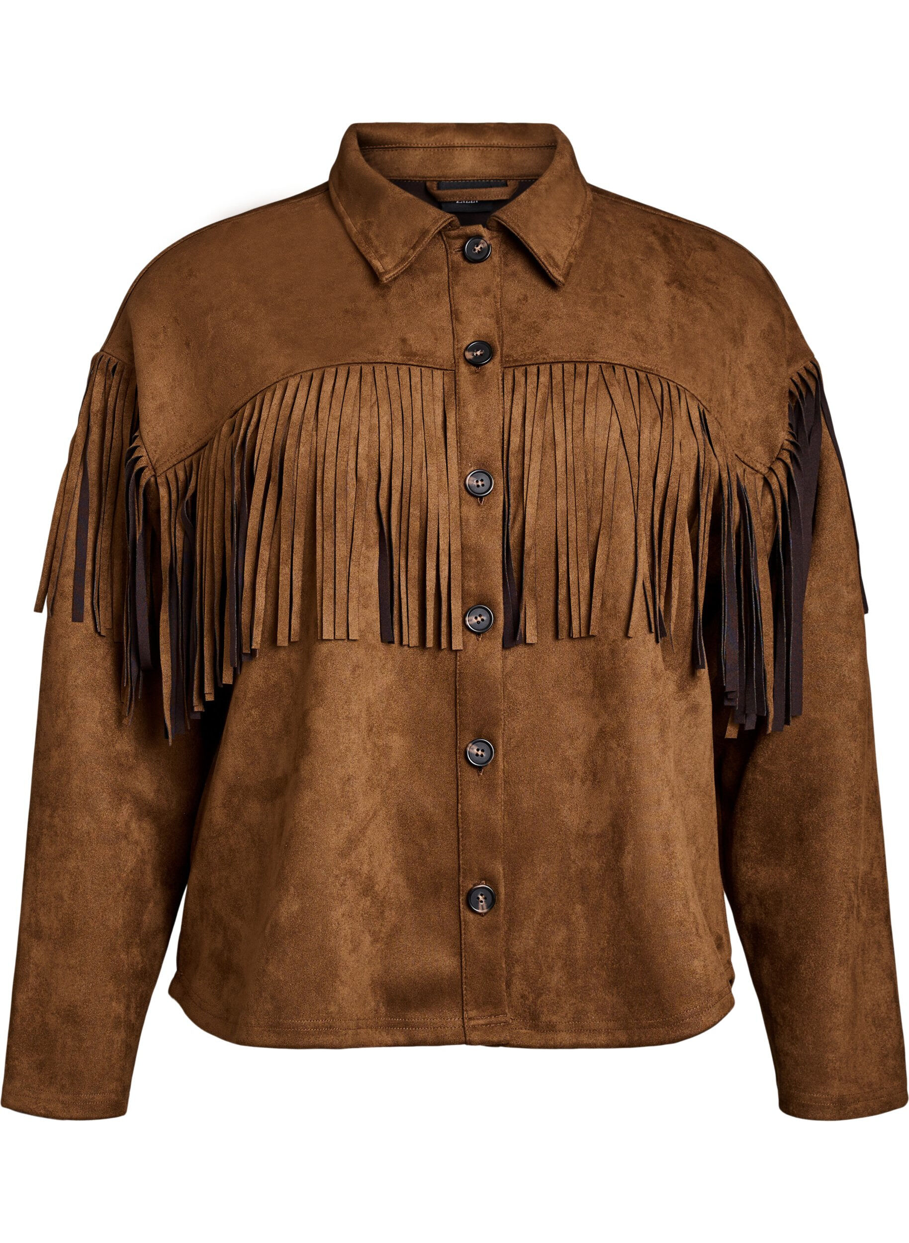 Veste en faux daim &agrave; franges