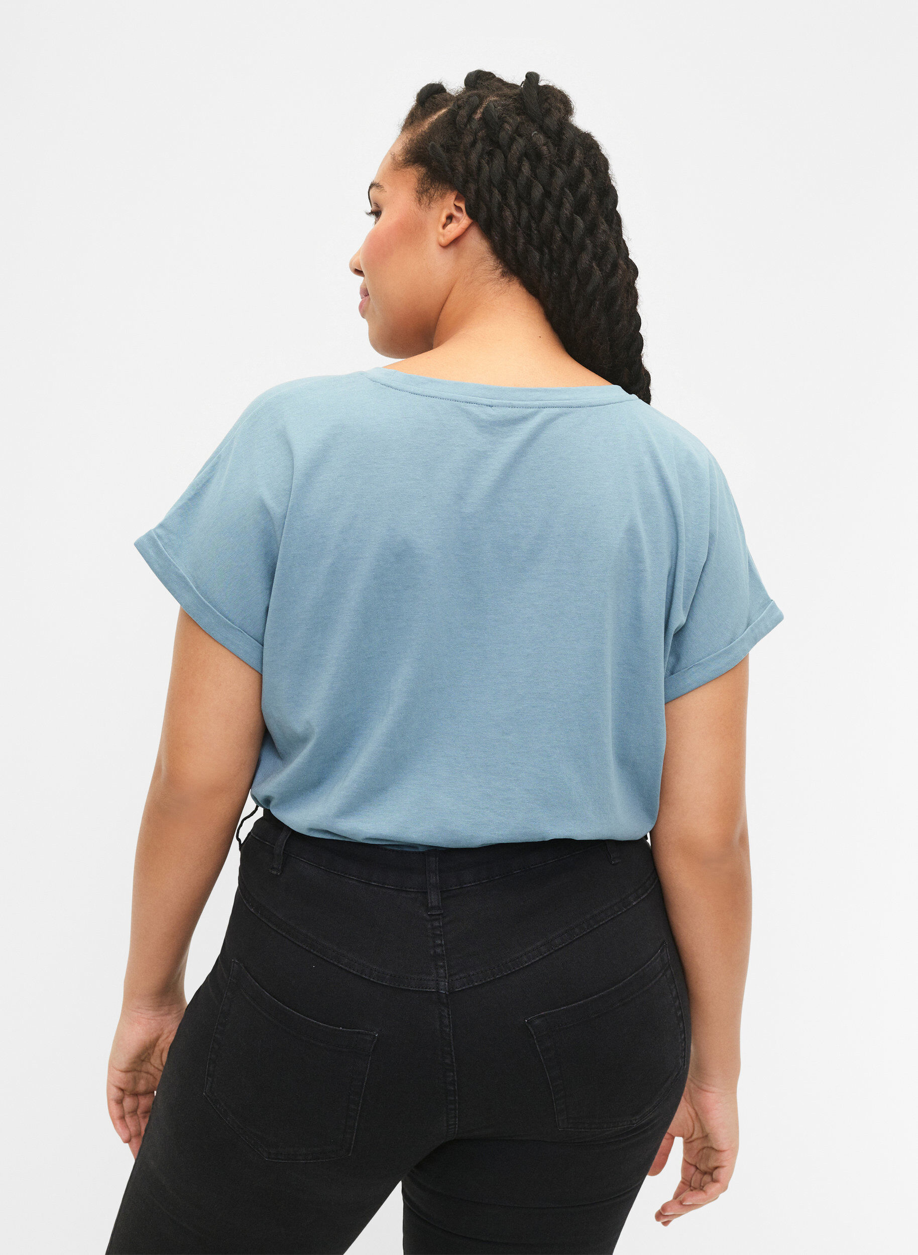 Zizzi 2er-Pack kurz&auml;rmlige T-Shirts, Blau, Model image number 2