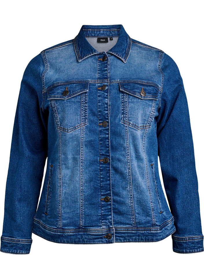 Veste en jean avec une coupe classique, Bleu, Packshot image number 0