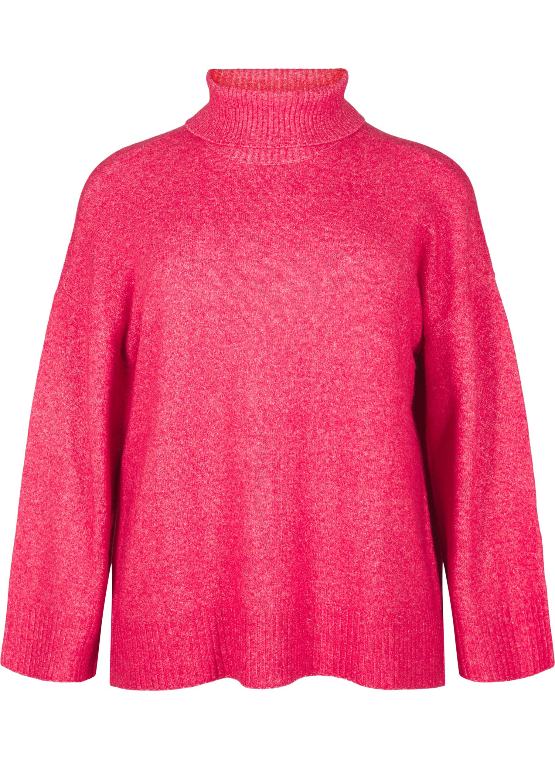 Zizzi Rollkragenpullover aus Strick, Virtual Pink Mel., Packshot image number 0