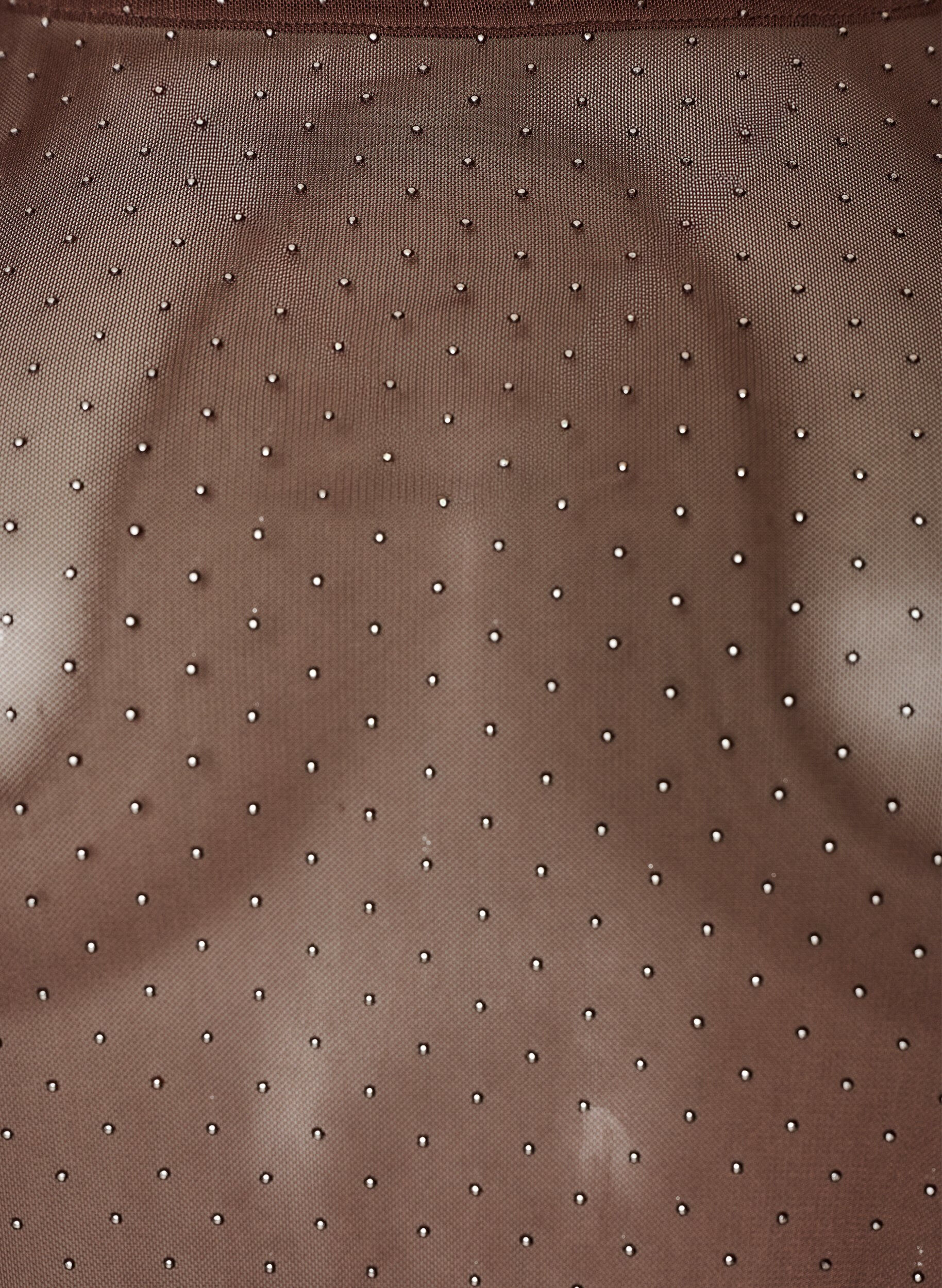 ZizziBlouse en maille transparente avec strass, Marron, Packshot image number 2