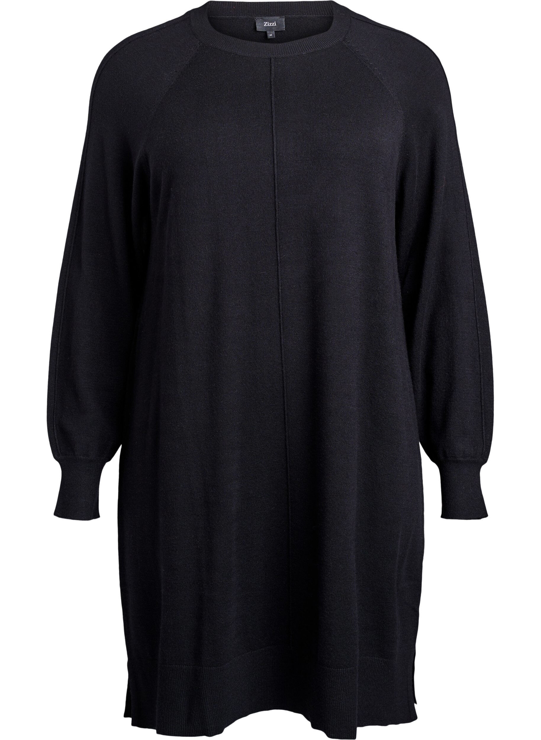 Robe courte en maille &agrave; manches raglan et couture centrale