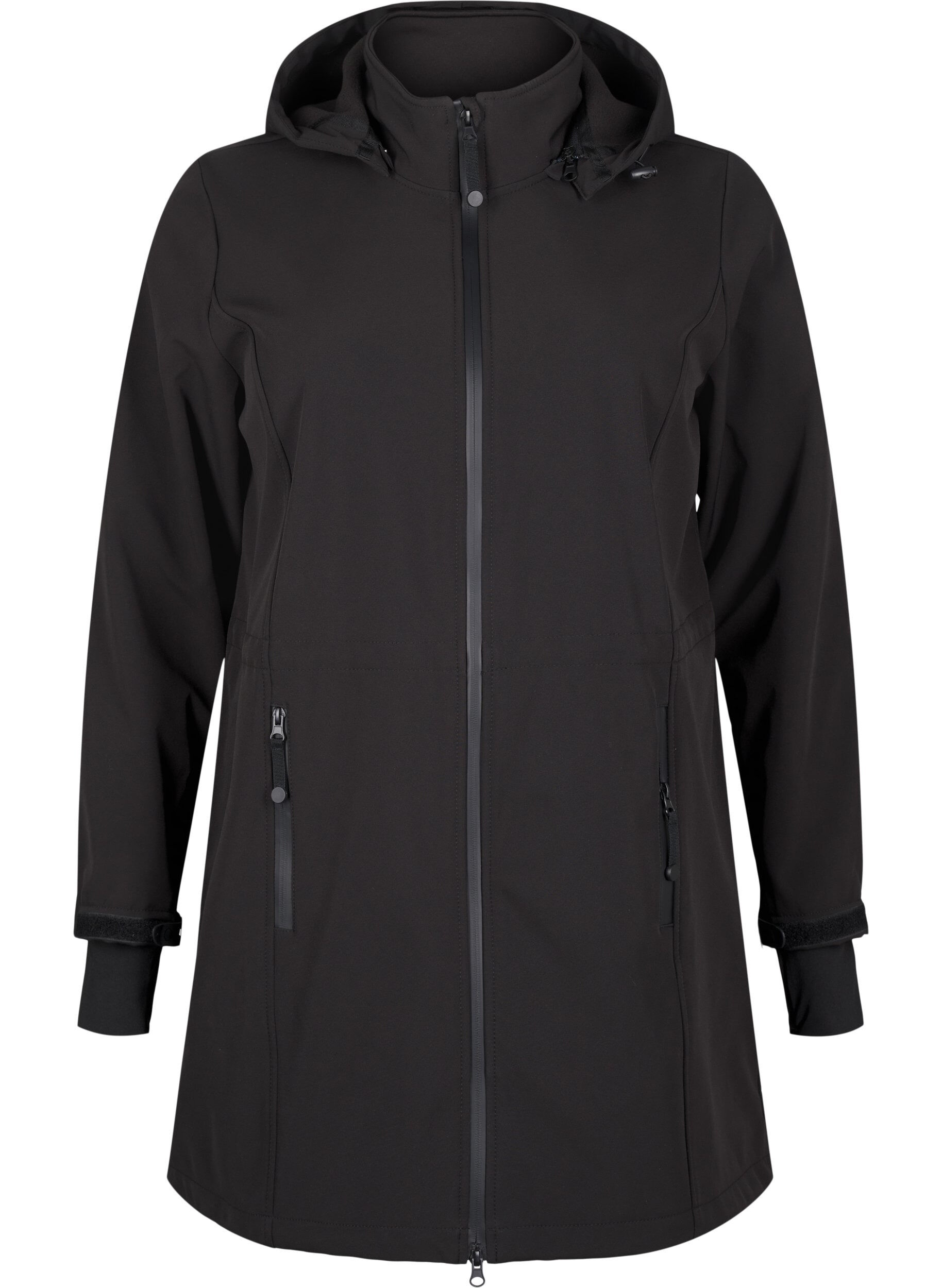 Zizzi Softshell-Jacke mit abnehmbarer Kapuze, Schwarz, Packshot image number 0