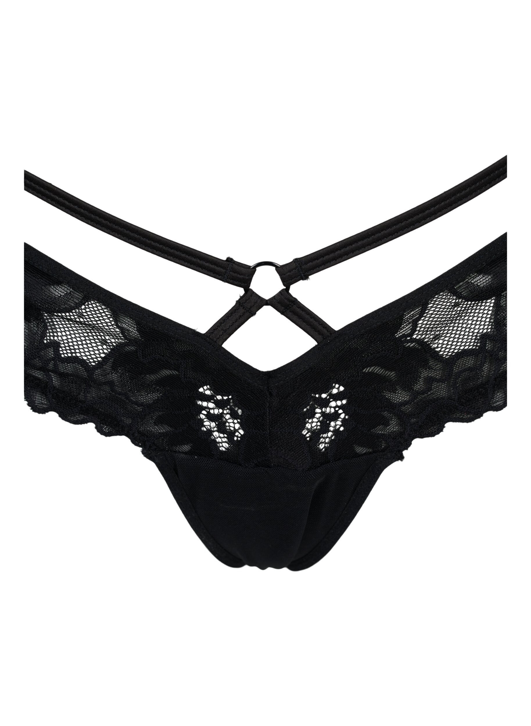 Zizzi String en dentelle avec d&eacute;tails, Black, Packshot image number 2