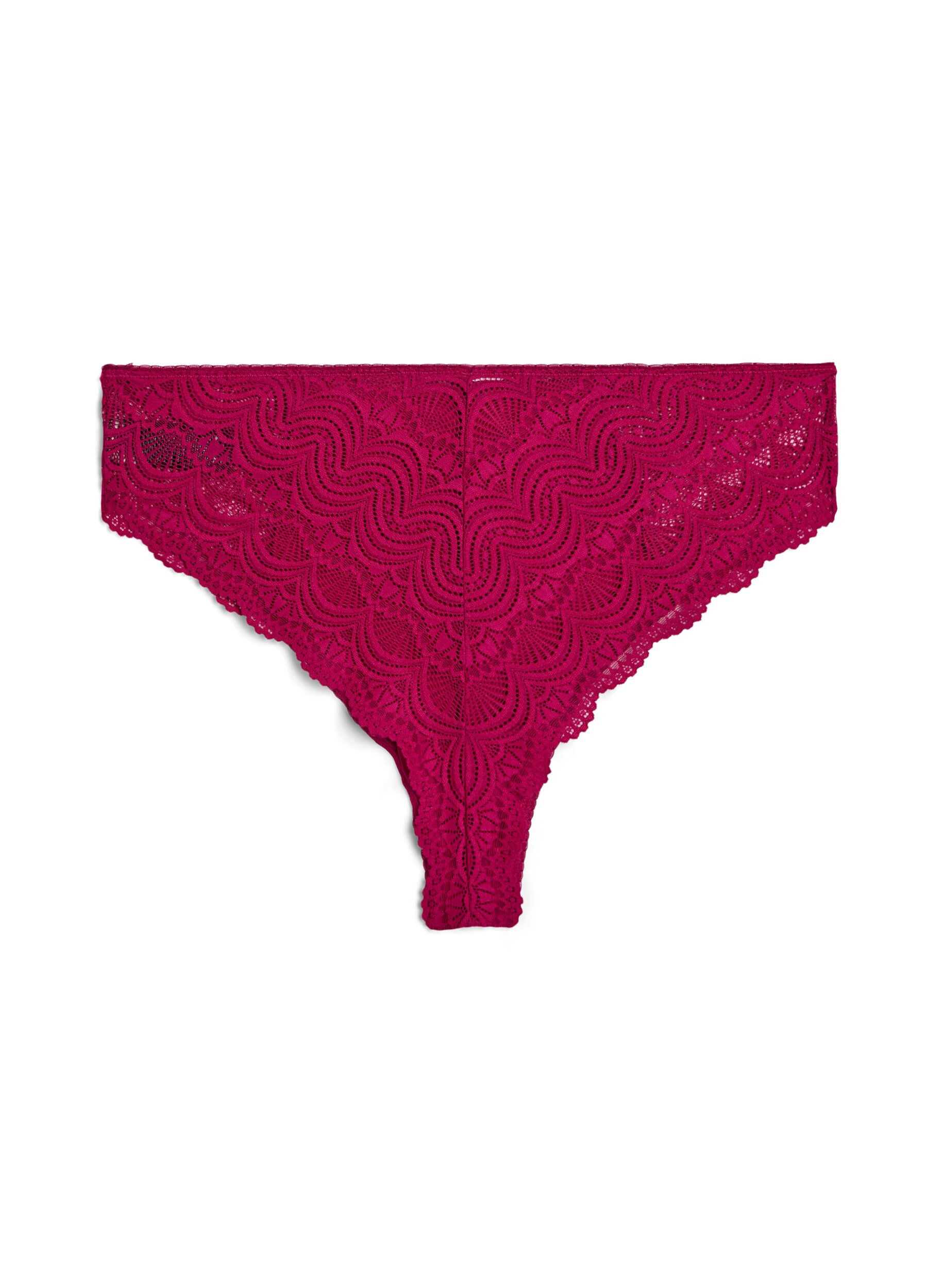 Zizzi Brasilianischer Slip aus Mikrofaser mit Spitzensaum, Boysenberry, Packshot image number 1