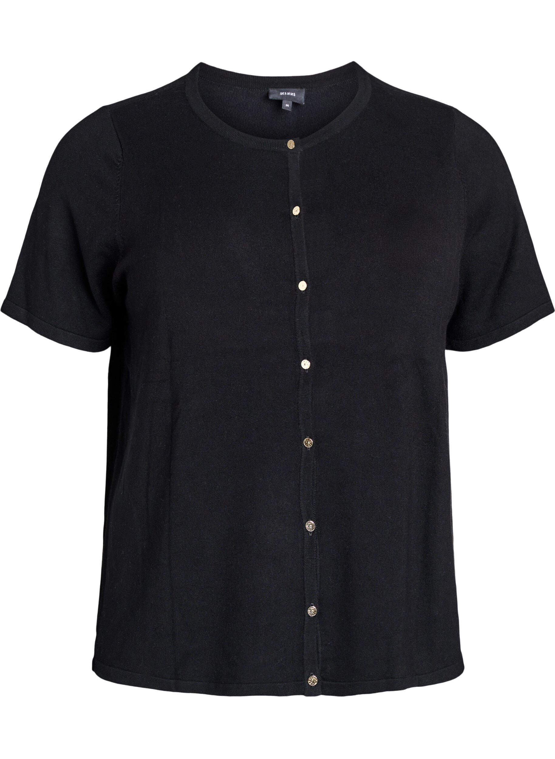 Zizzi Kurz&auml;rmelige Strickjacke aus Viskose, Schwarz, Packshot image number 0