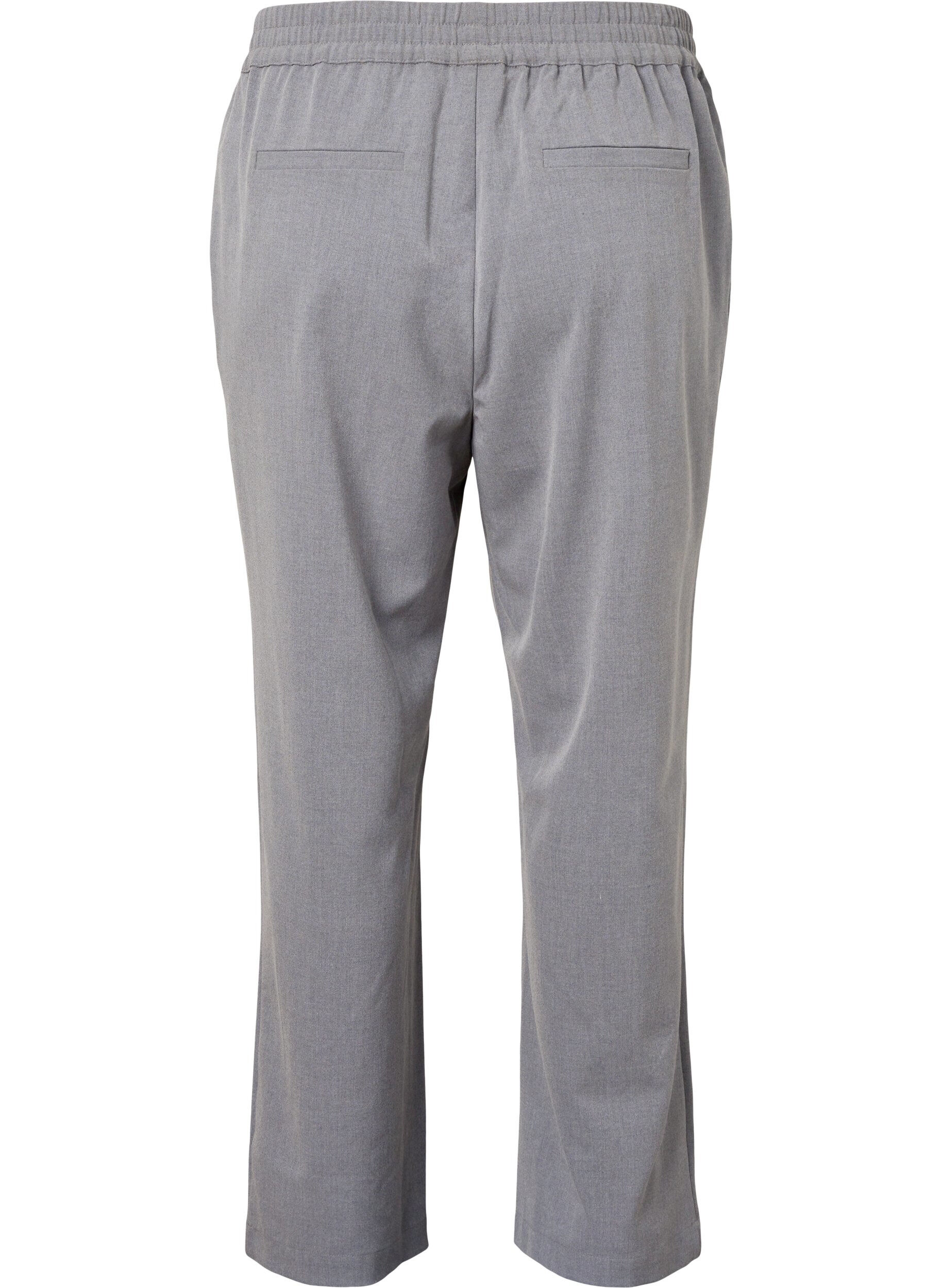 Zizzi Pantalon m&eacute;lang&eacute; gris avec &eacute;lastique &agrave; la taille, Medium Grey Melange, Packshot image number 1