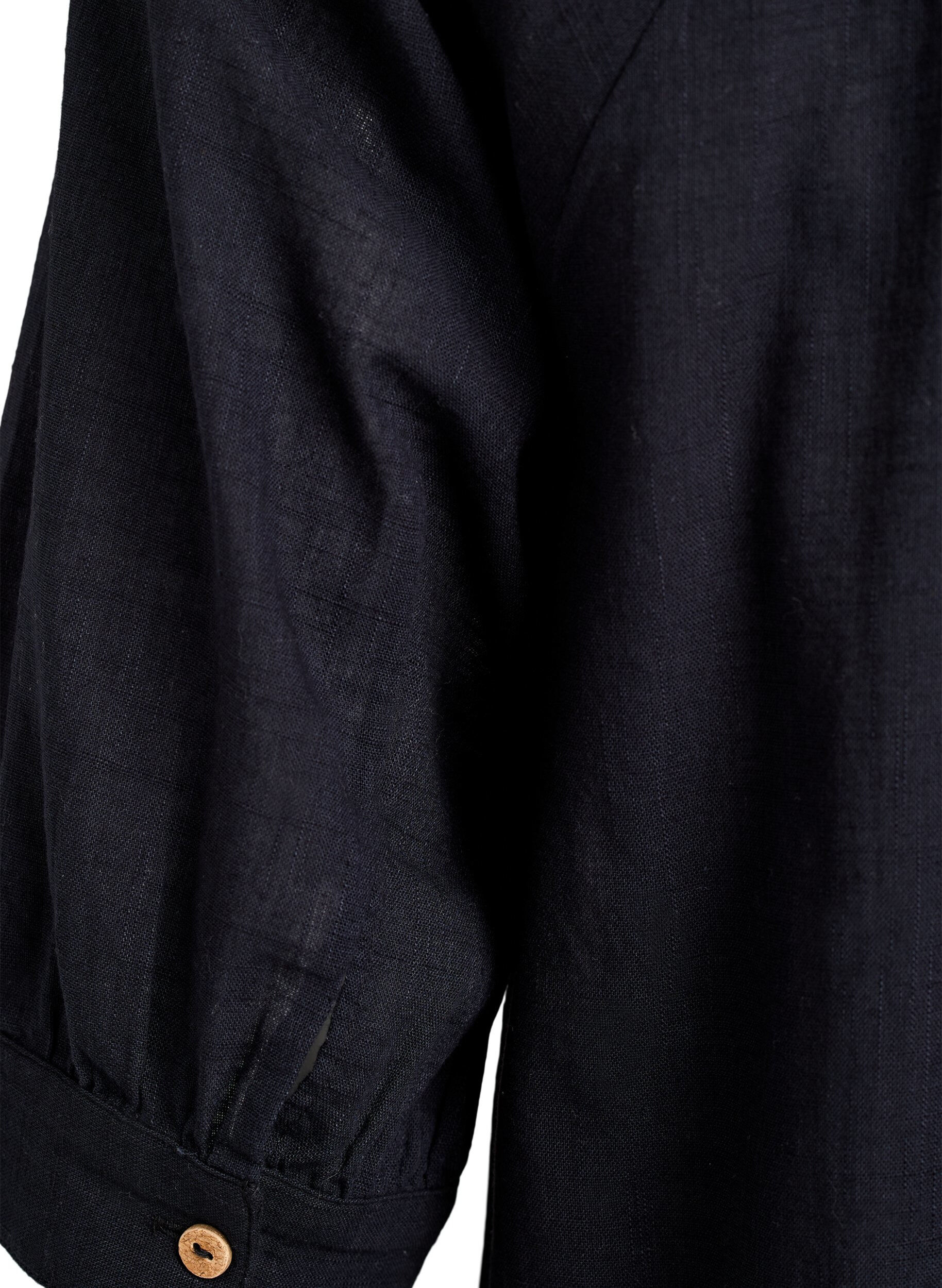 Zizzi Tunika aus Baumwolle mit V-Ausschnitt, Schwarz, Packshot image number 3